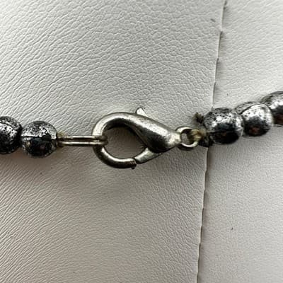 Vintage 90s Multi Strand Black Necklace Floral Beads Silver Tone Women's Jewelry - Thumbnail 12