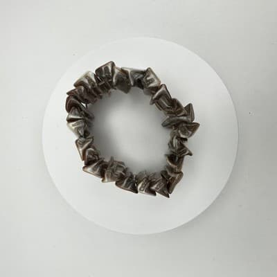 Vintage Y2K Mother of Pearl Shell Stretch Bracelet Iridescent Chunky Jewelry - Thumbnail 2