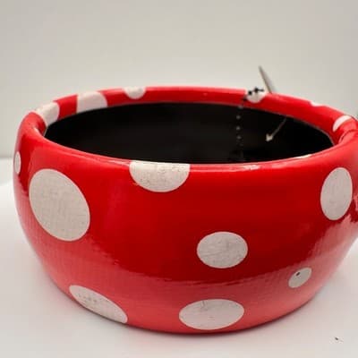 Vintage 90s Taramanda White Polka Dot Red Bangle Bracelet Retro Bold Fashion - Thumbnail 3