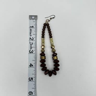 Vintage 90s Boho Brown Beaded Statement Dangle Earrings Gold Tone Large Fashion - Thumbnail 14