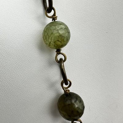 Vintage 90s Stone Bead Statement Necklace Boho Lobster Clasp Women's Jewelry - Thumbnail 12