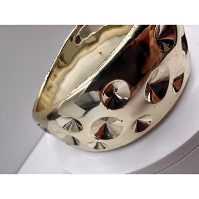 Vintage 90s Gold Tone Wide Cuff Bracelet Studded Dome Design Fashion Jewelry - Thumbnail 4