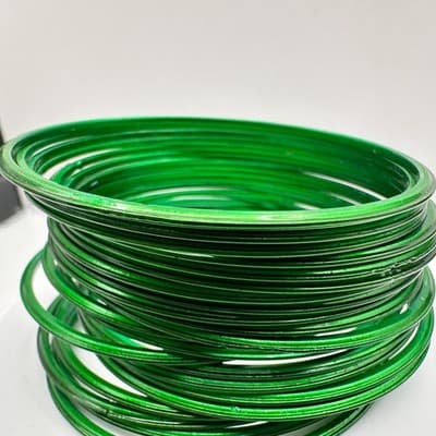 Vintage 90s Emerald Green Stackable Bangle Set Women's Classic Fashion Jewelry - Thumbnail 7