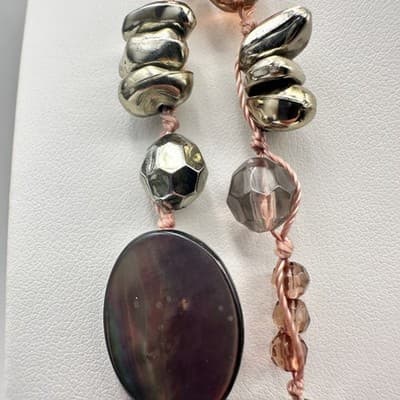 Vintage 90s Cookie Lee Multi-Strand Shell & Glass Bead Necklace Women's Jewelry - Thumbnail 5