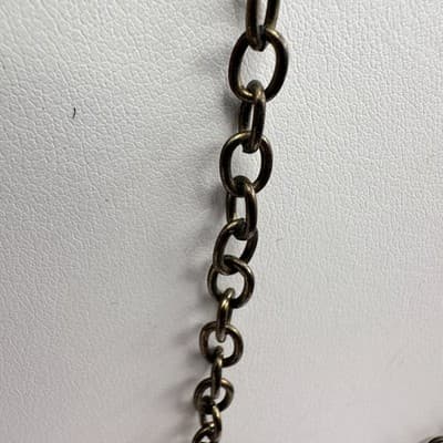Vintage 70s Bronze Tone Tribal Coin Medallion Chain Hook Dangle Necklace Jewelry - Thumbnail 8