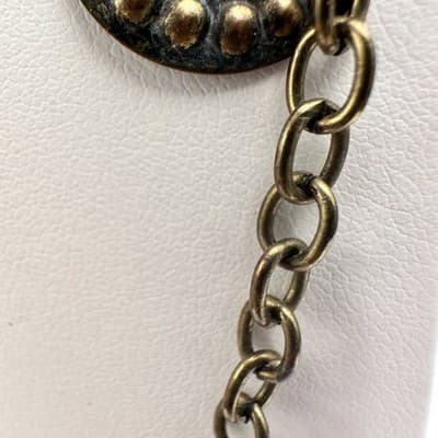 Vintage 70s Bronze Tone Tribal Coin Medallion Chain Hook Dangle Necklace Jewelry - Thumbnail 10