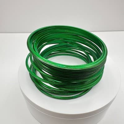 Vintage 90s Emerald Green Stackable Bangle Set Women's Classic Fashion Jewelry - Thumbnail 2