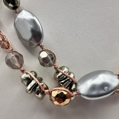 Vintage 90s Cookie Lee Multi-Strand Shell & Glass Bead Necklace Women's Jewelry - Thumbnail 9
