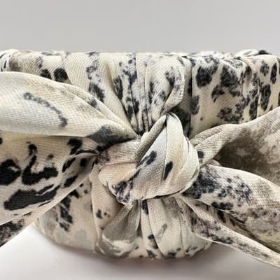 Vintage 90s Satin Leopard Print Bow Cuff Bracelet Cream & Black Fashion Jewelry - Thumbnail 5