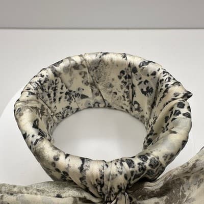 Vintage 90s Satin Leopard Print Bow Cuff Bracelet Cream & Black Fashion Jewelry - Thumbnail 9