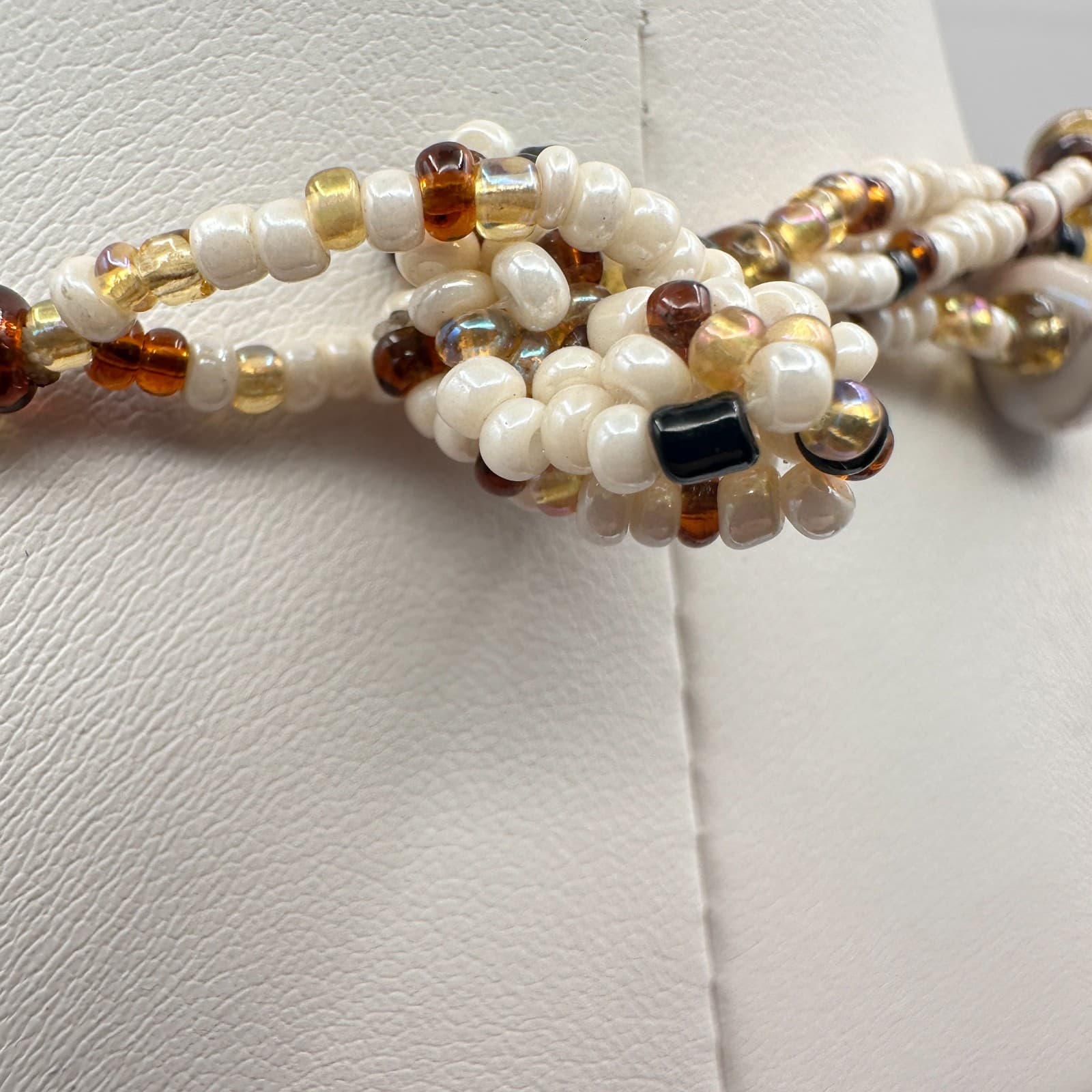 Vintage 90s Multi-Strand Beaded Dangling Tassels Necklace Boho Women's Jewelry - Thumbnail 10