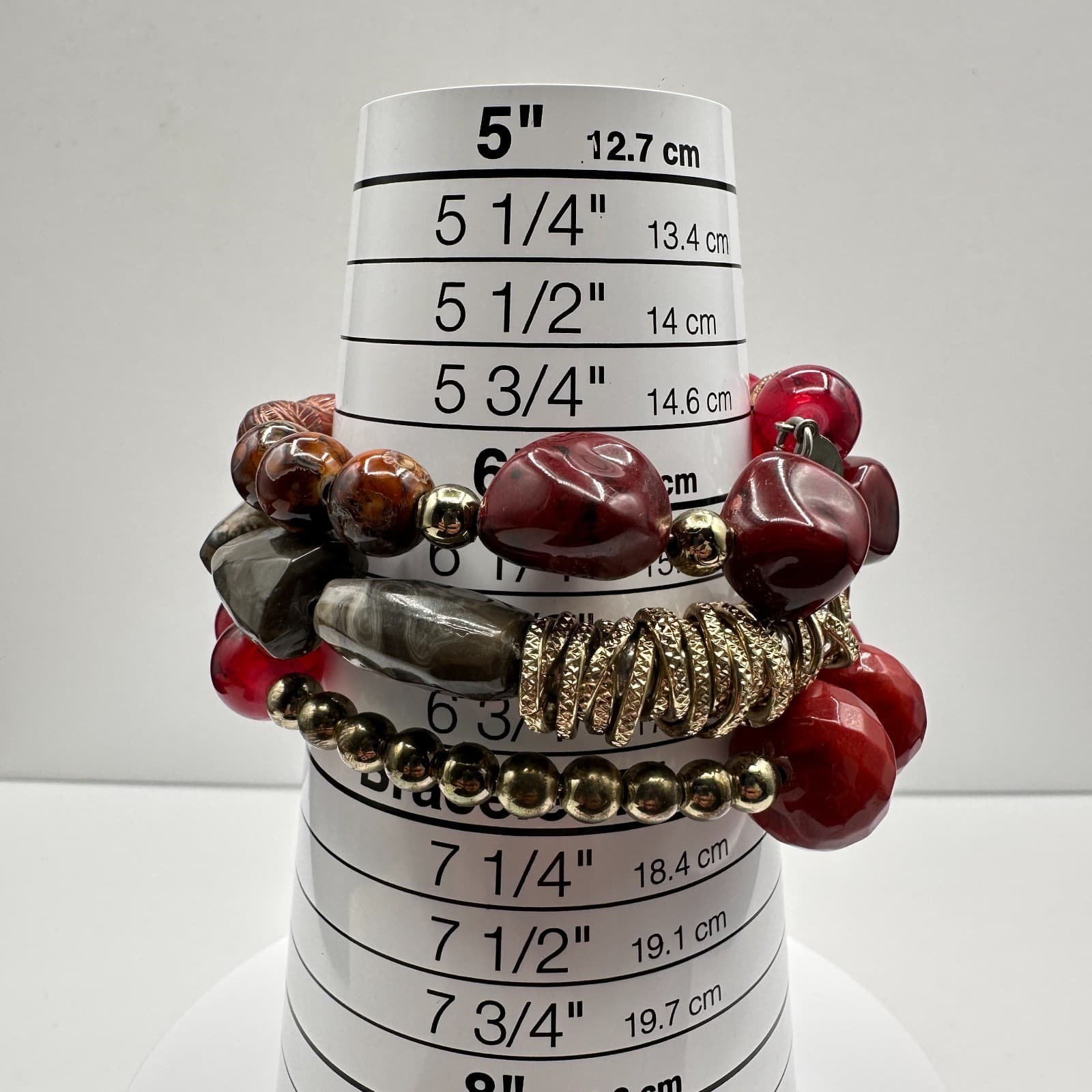 Vintage 90s Boho Multi-Strand Wrap Stretch Bracelet Beaded Women's Jewelry Boho - Thumbnail 8