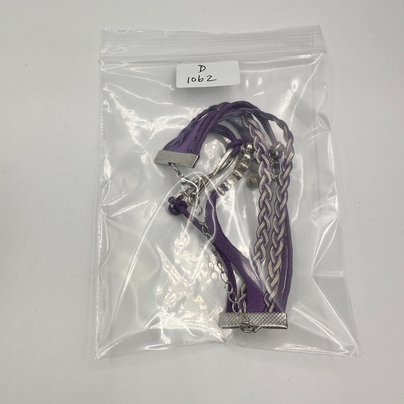 Vintage 90s Purple Leather Soccer Bracelet Infinity Love Sports Charm Adjustable - Thumbnail 11