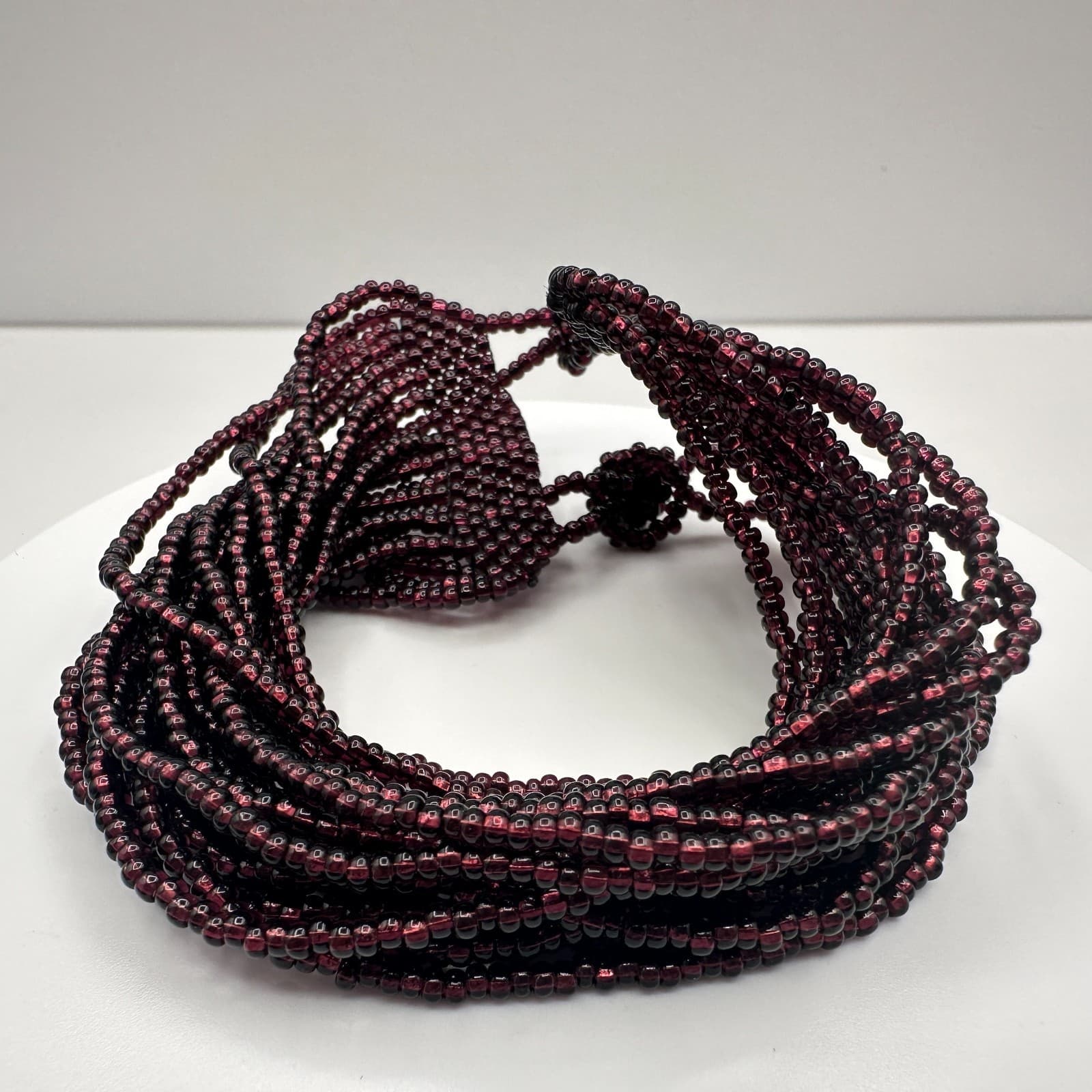 Vintage 90s Floral Seed Bead Multi Strand Statement Bracelet Women's Jewelry Y2K - Thumbnail 9