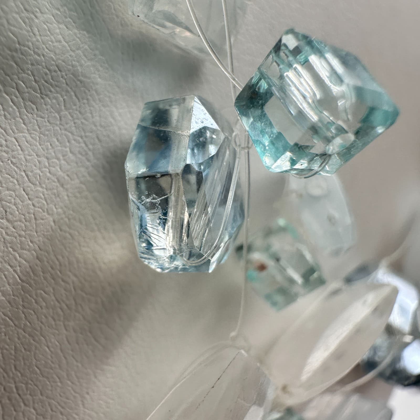 Vintage Y2K Necklace Blue & White Clear Crystal Glass Beaded Statement Jewelry - Thumbnail 4