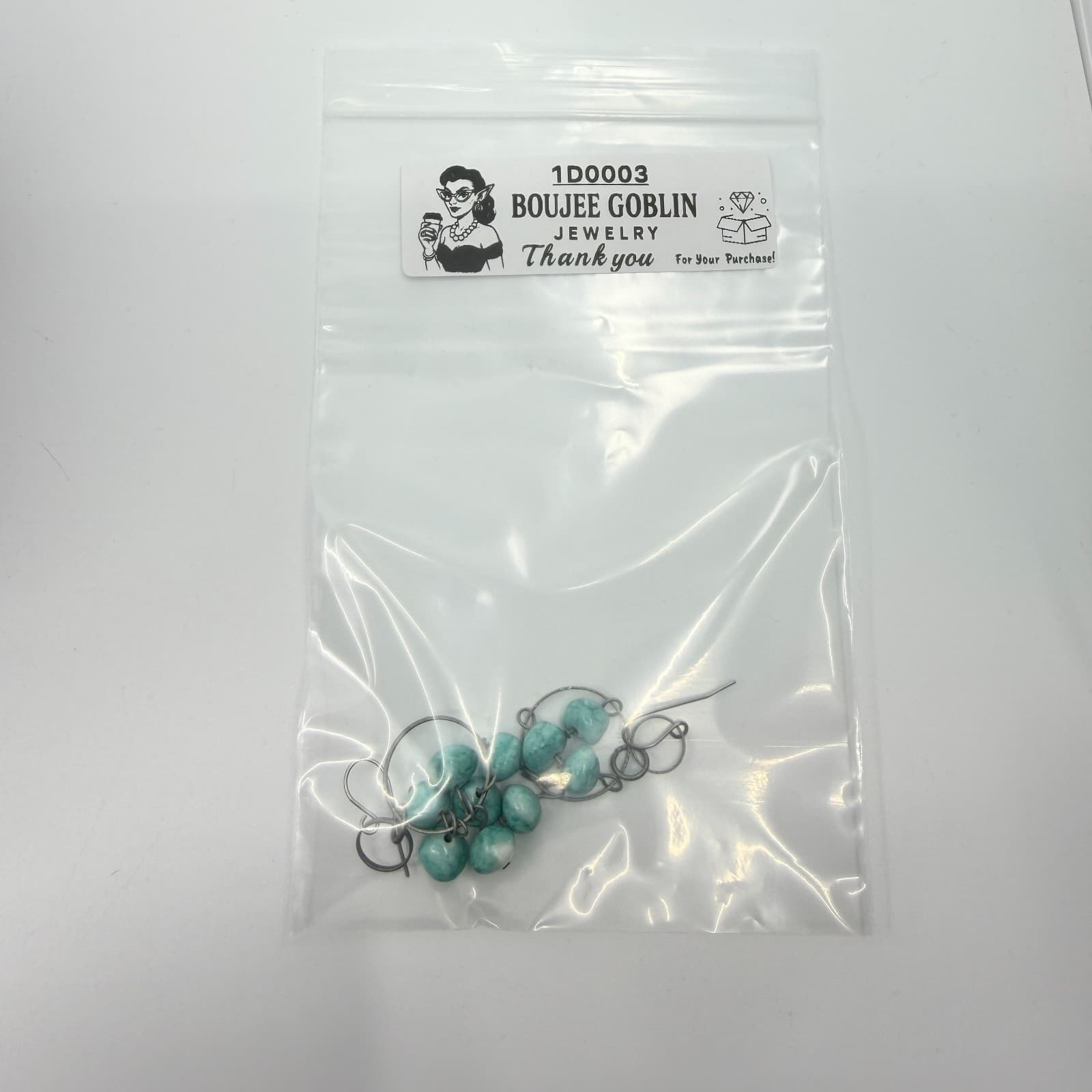 VTG Turquoise Style Beaded Hoop Dangle Earrings Gothic Statement Festival Gift - Thumbnail 8