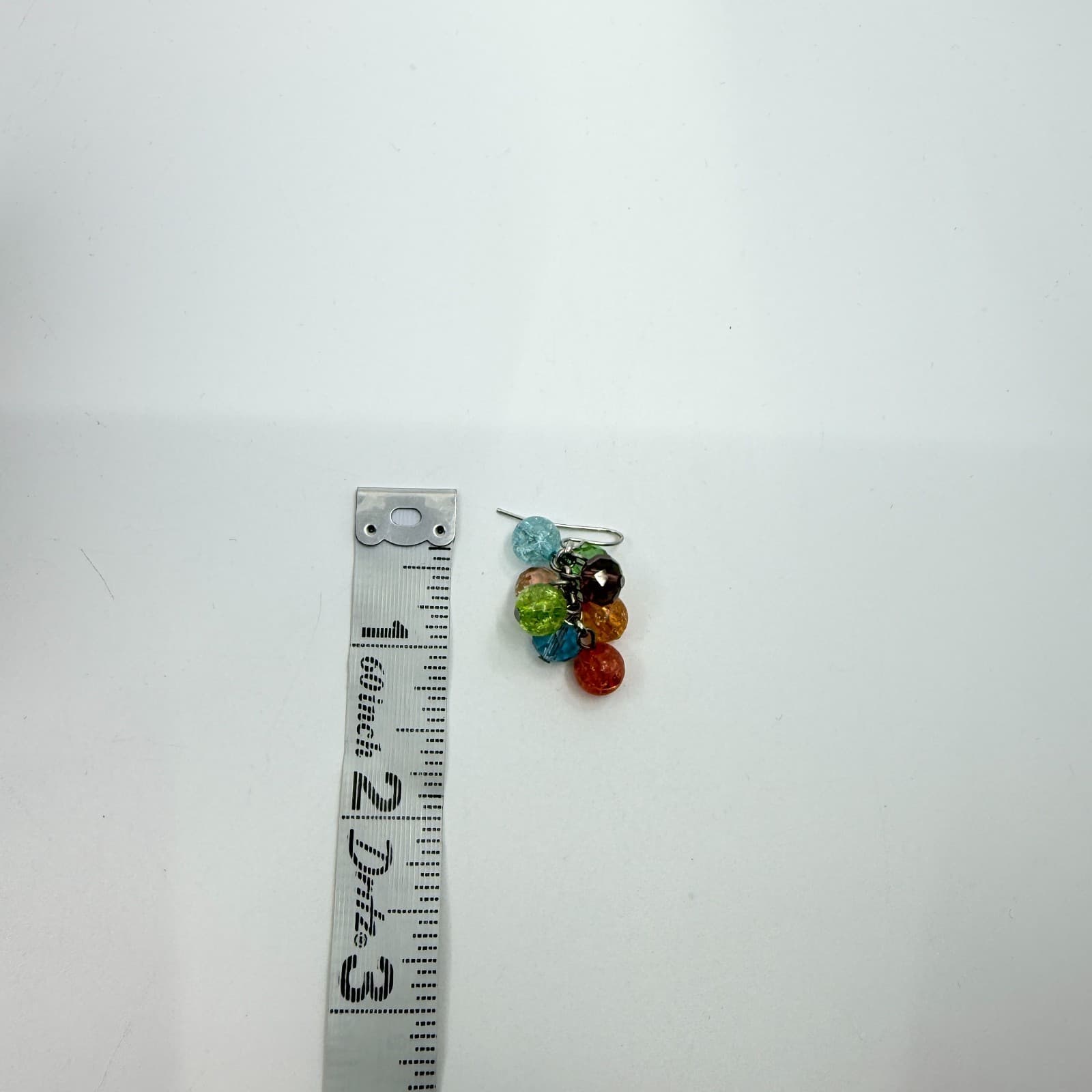 VTG Y2K Multi Color Crystal Crackle Glass Bead Cluster Dangle Earrings Boho Gift - Thumbnail 8