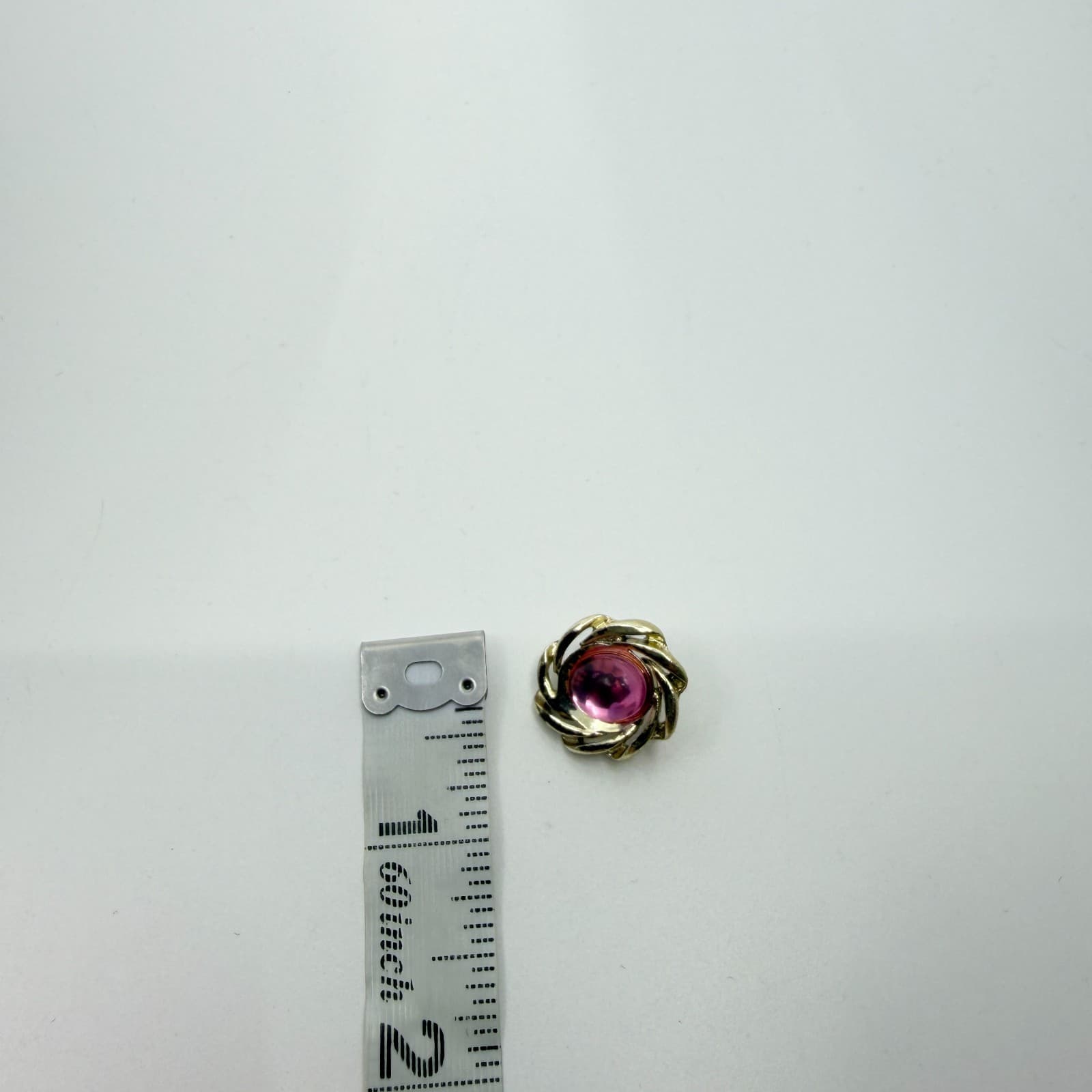 VTG Radiant Pink Cabochon Swirl Stud Earrings Gold Tone Statement Jewelry Gift - Thumbnail 9