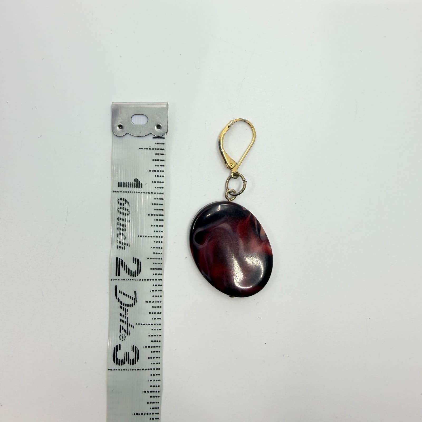 VTG Swirl Resin Drop Earrings Burgundy Red Oval Statement Dangle Chic Festival - Thumbnail 8