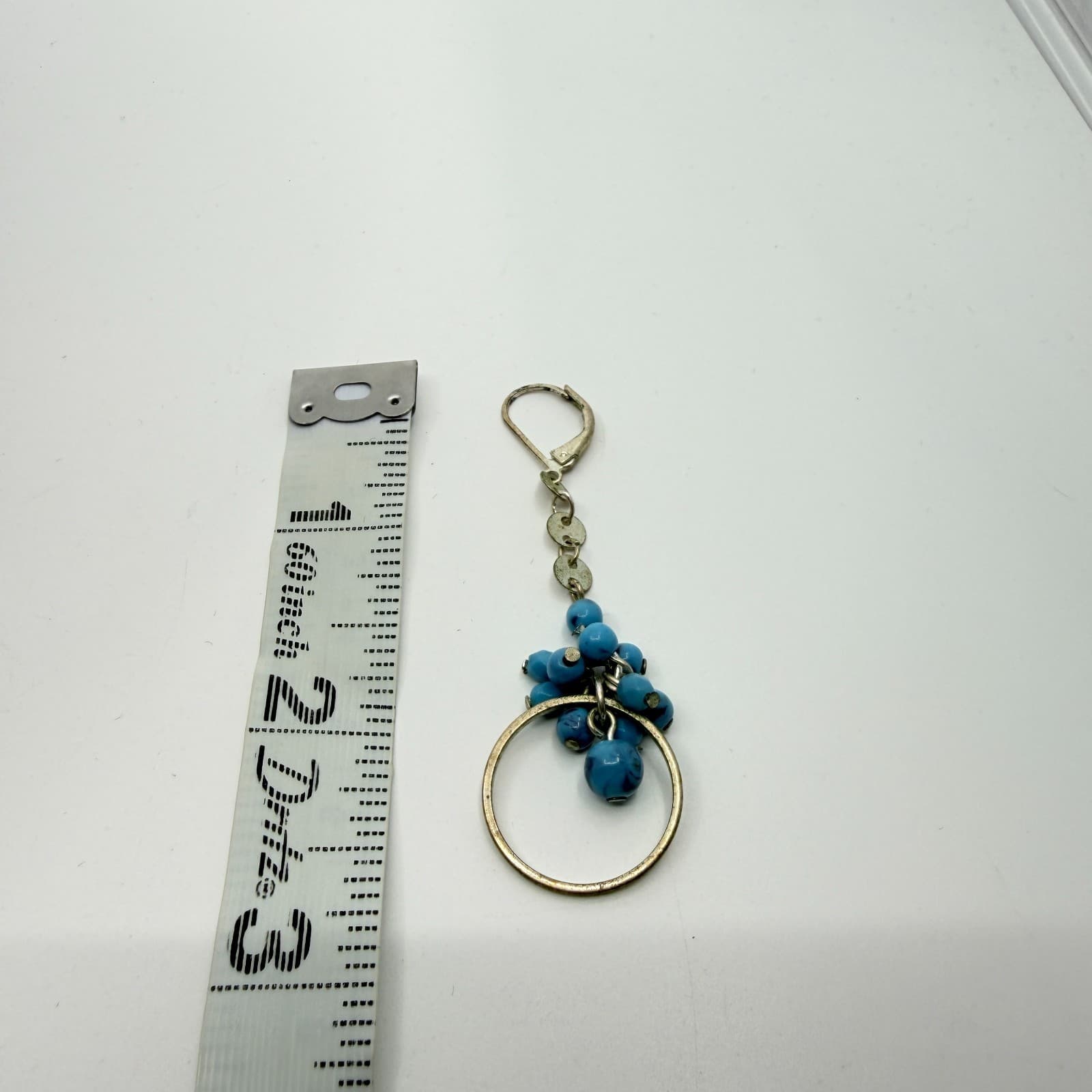 VTG Blue Bead Cluster Dangle Earrings Hoop Accent Leverback Festival Statement - Thumbnail 7