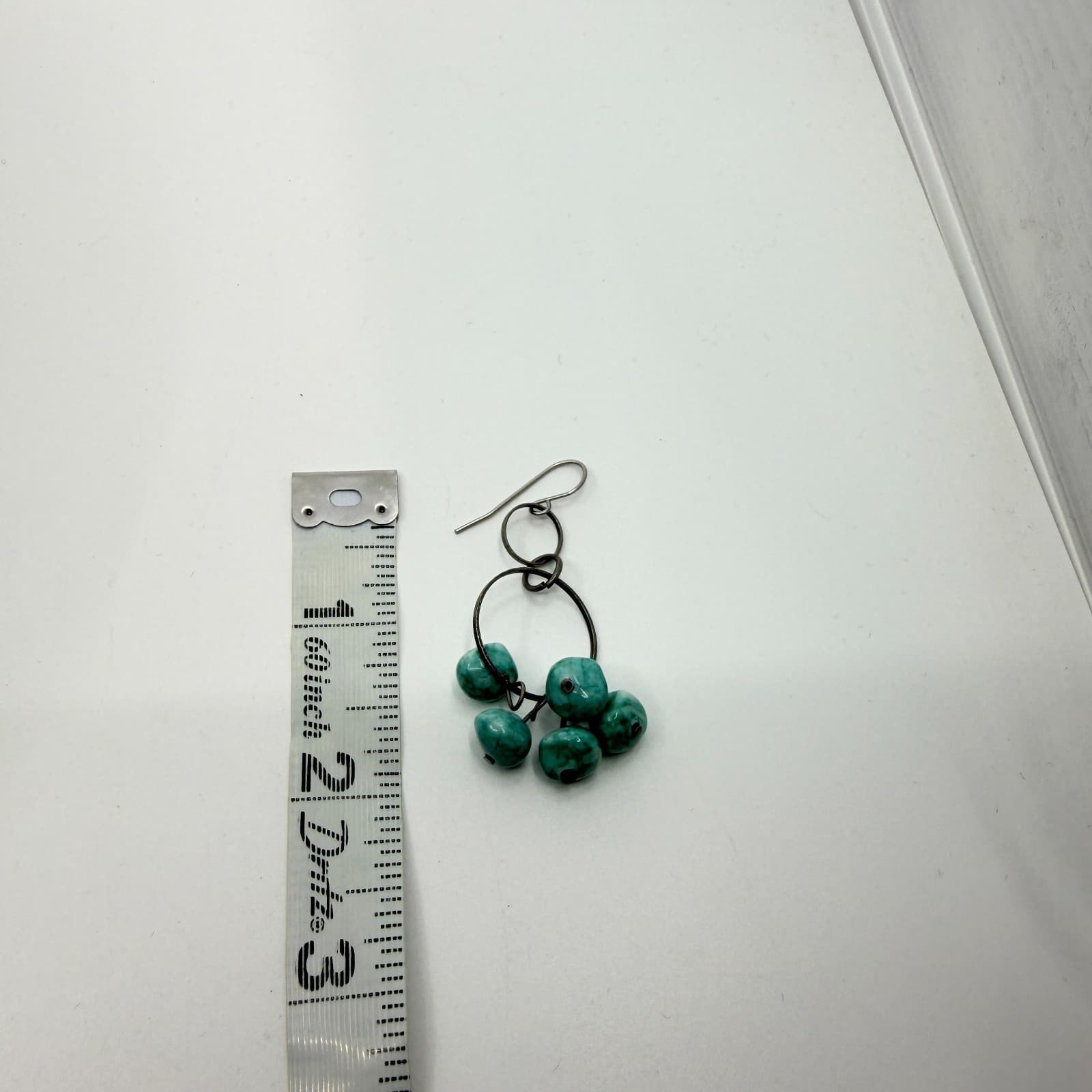 VTG Turquoise Style Beaded Hoop Dangle Earrings Gothic Statement Festival Gift - Thumbnail 7