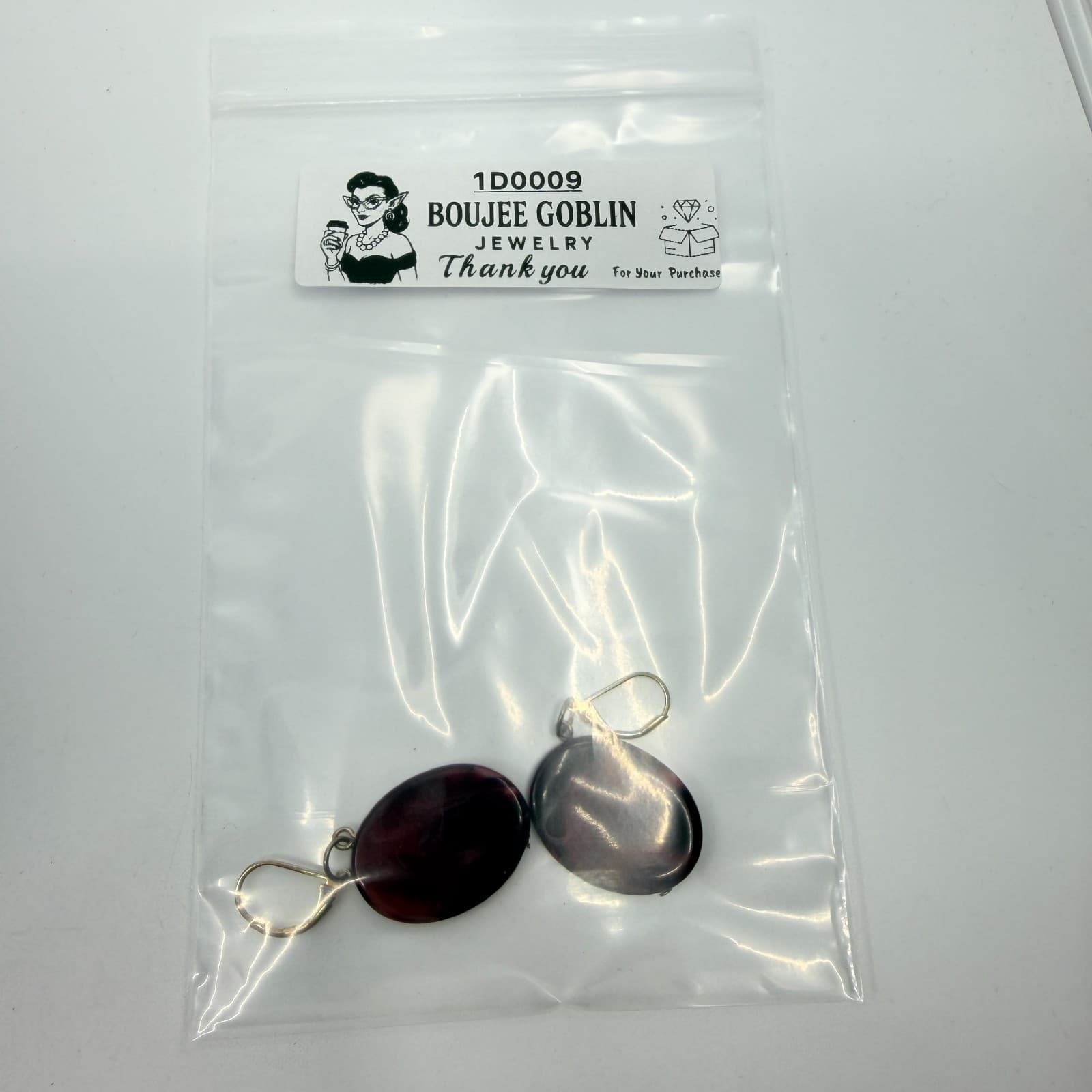 VTG Swirl Resin Drop Earrings Burgundy Red Oval Statement Dangle Chic Festival - Thumbnail 9