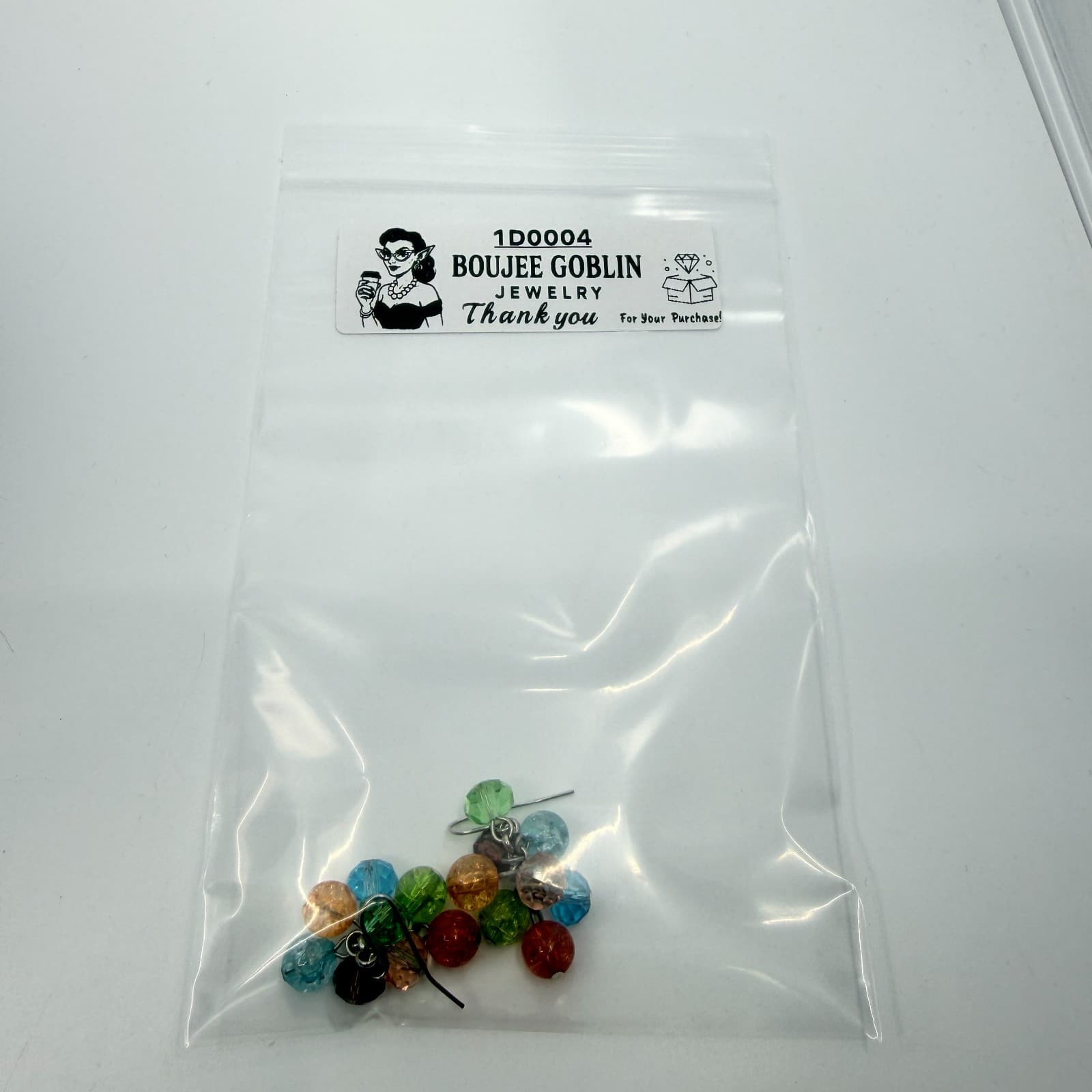 VTG Y2K Multi Color Crystal Crackle Glass Bead Cluster Dangle Earrings Boho Gift - Thumbnail 9