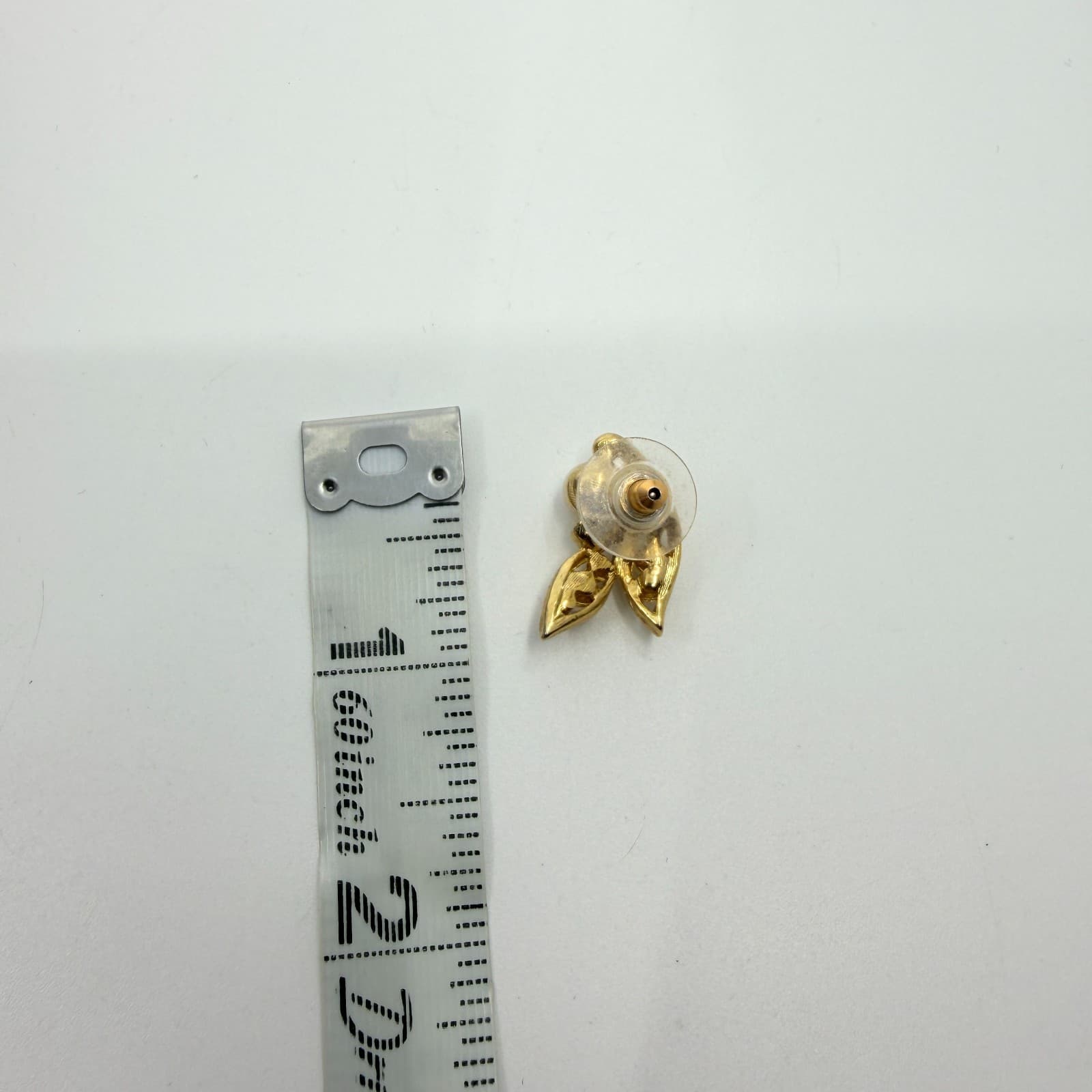Vintage Gold Tone Pearl & Rhinestone Leaf Earrings Elegant Botanical Jewelry 90s - Thumbnail 11