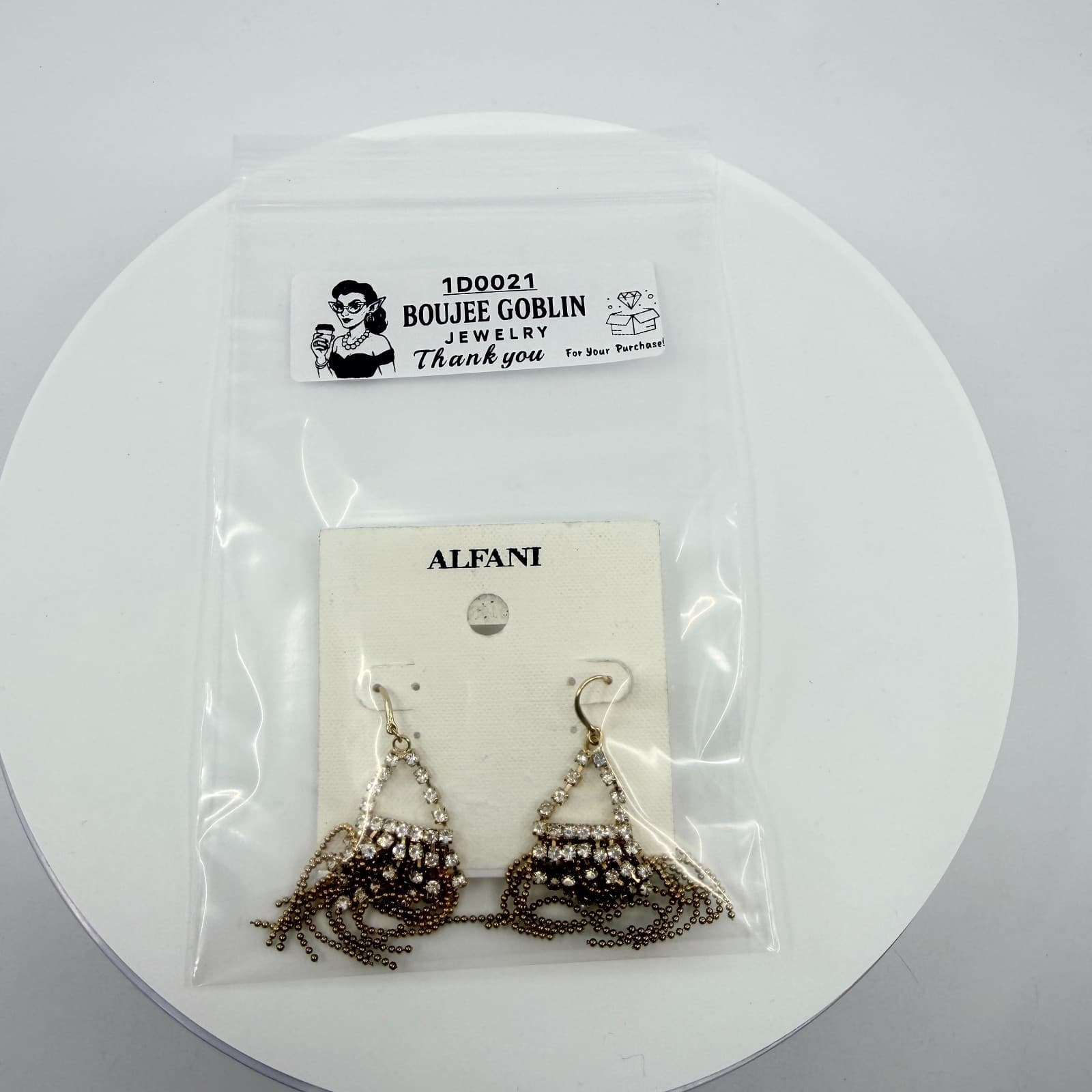 Glamorous Alfani Gold Tone Crystal Fringe Dangle Earrings Statement Festival Y2k - Thumbnail 9