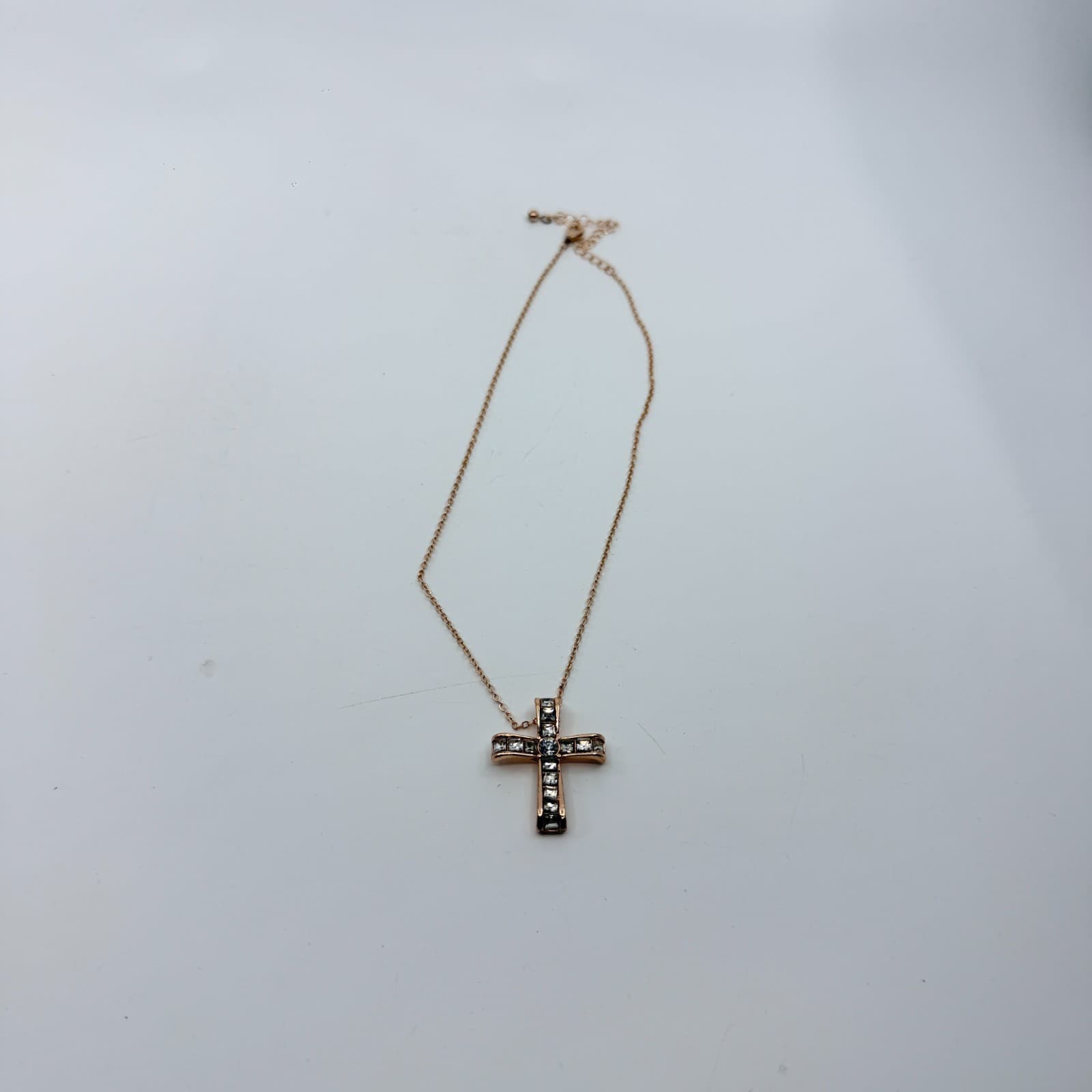 Rose Gold Tone Crystal Cross Necklace Elegant Statement Jewelry Gift for Her - Thumbnail 8