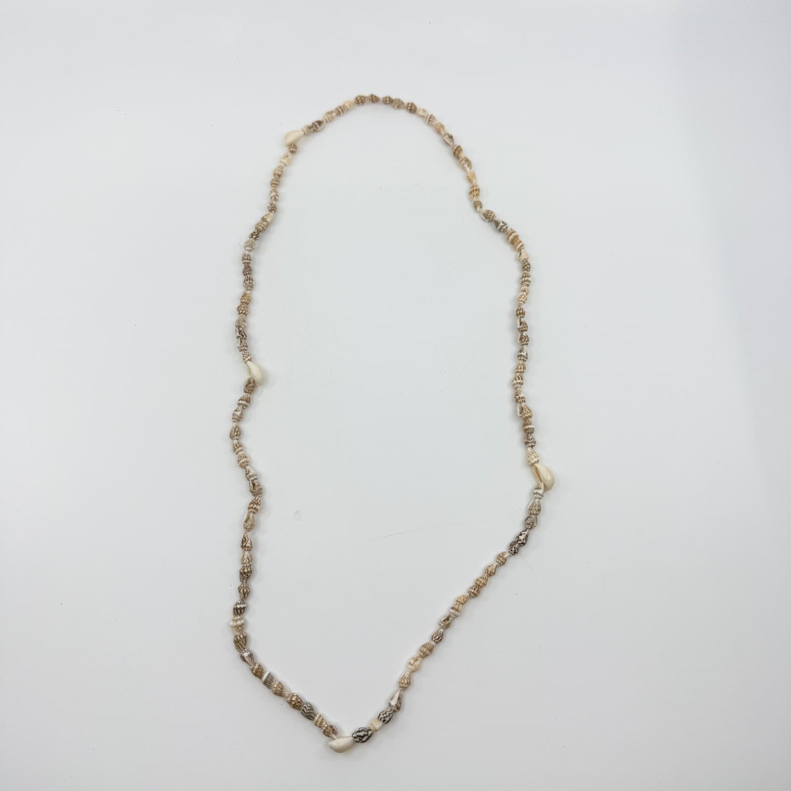 Coastal Seashell Beaded Necklace Boho Beach Summer Jewelry Tan White Natural - Thumbnail 7