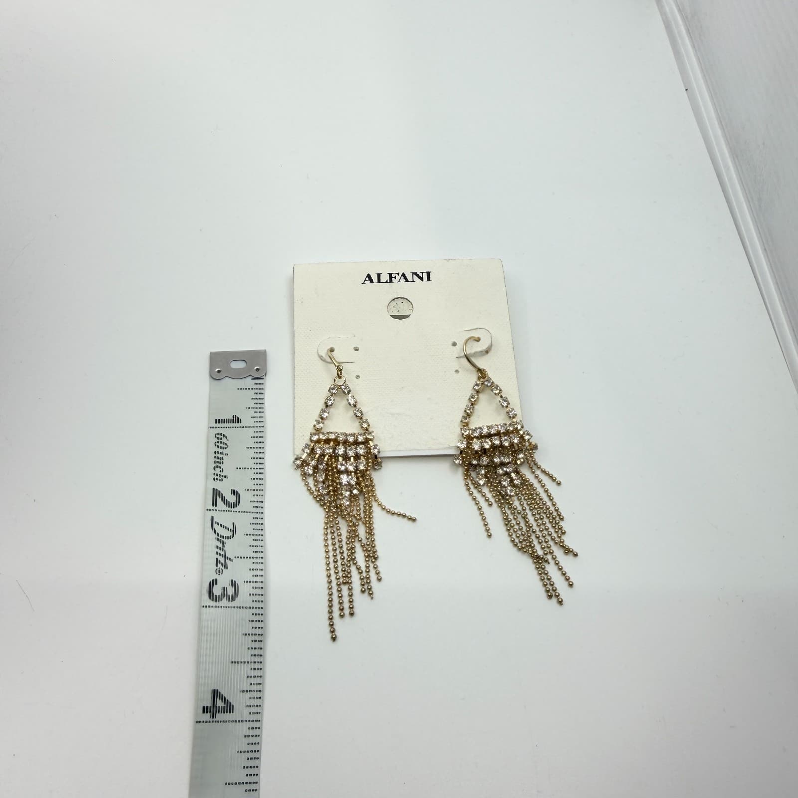 Glamorous Alfani Gold Tone Crystal Fringe Dangle Earrings Statement Festival Y2k - Thumbnail 8