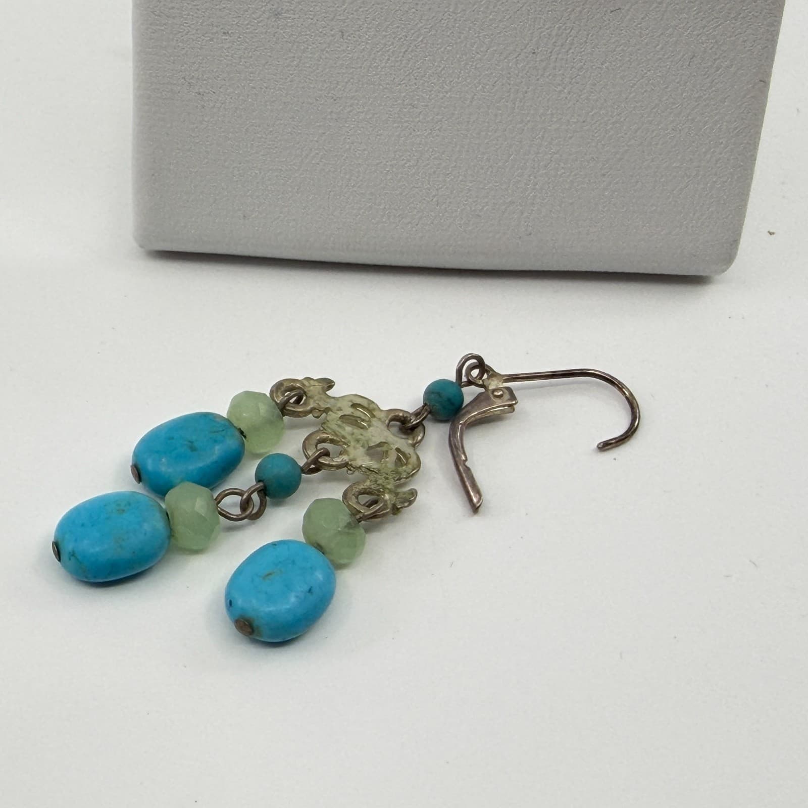 Boho Turquoise & Green Gemstone Chandelier Earrings Statement Festival Chic Gift - Thumbnail 8