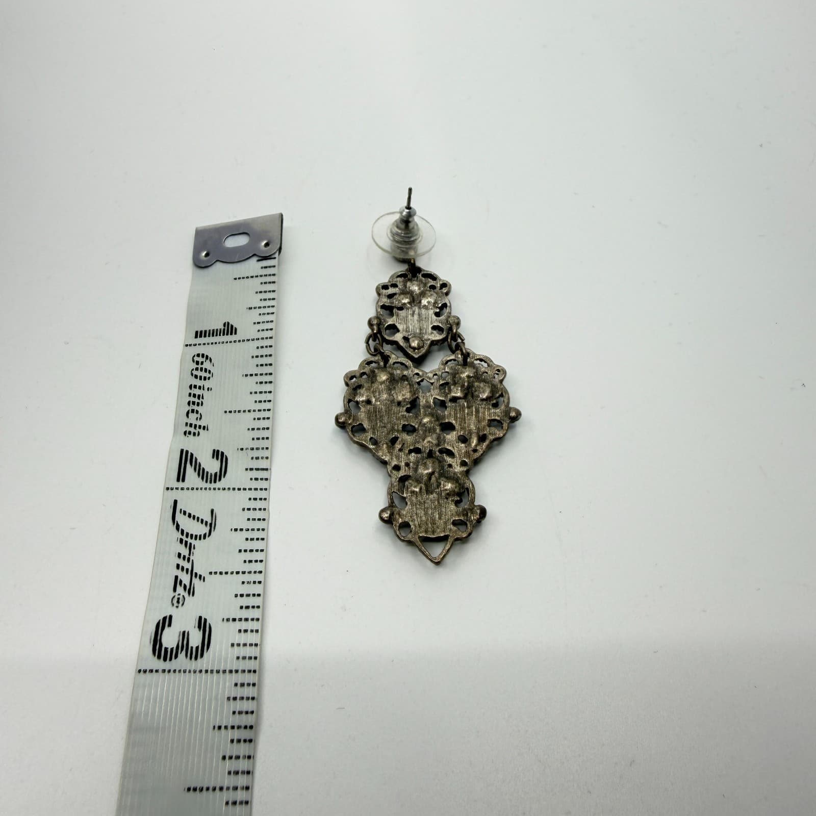 Ornate Blue Chandelier Earrings Filigree Statement Drop Bohemian Festival Gift - Thumbnail 9
