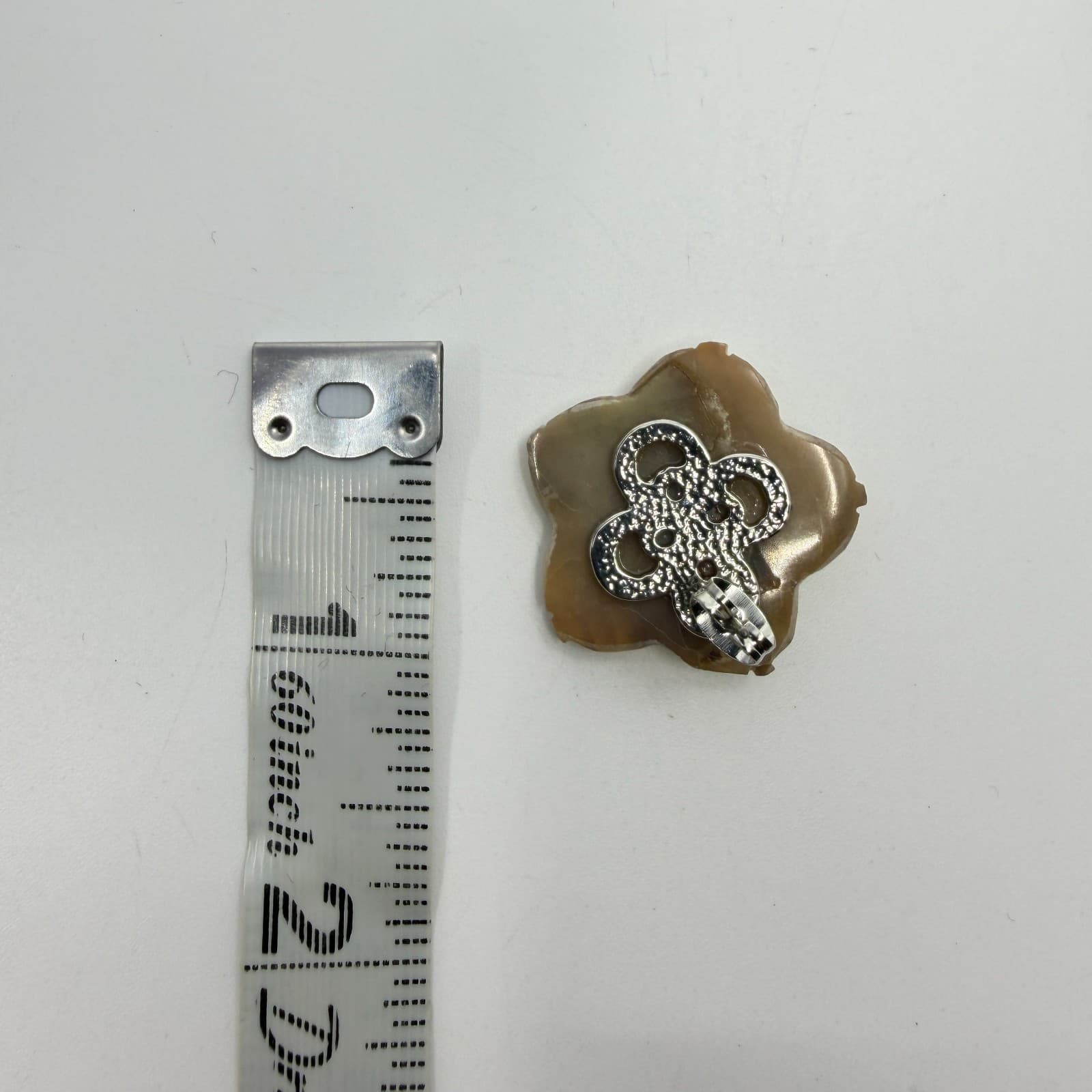 Carved Mother of Pearl Flower Stud Earring with Faux Pearl Center Boho Chic Gift - Thumbnail 8