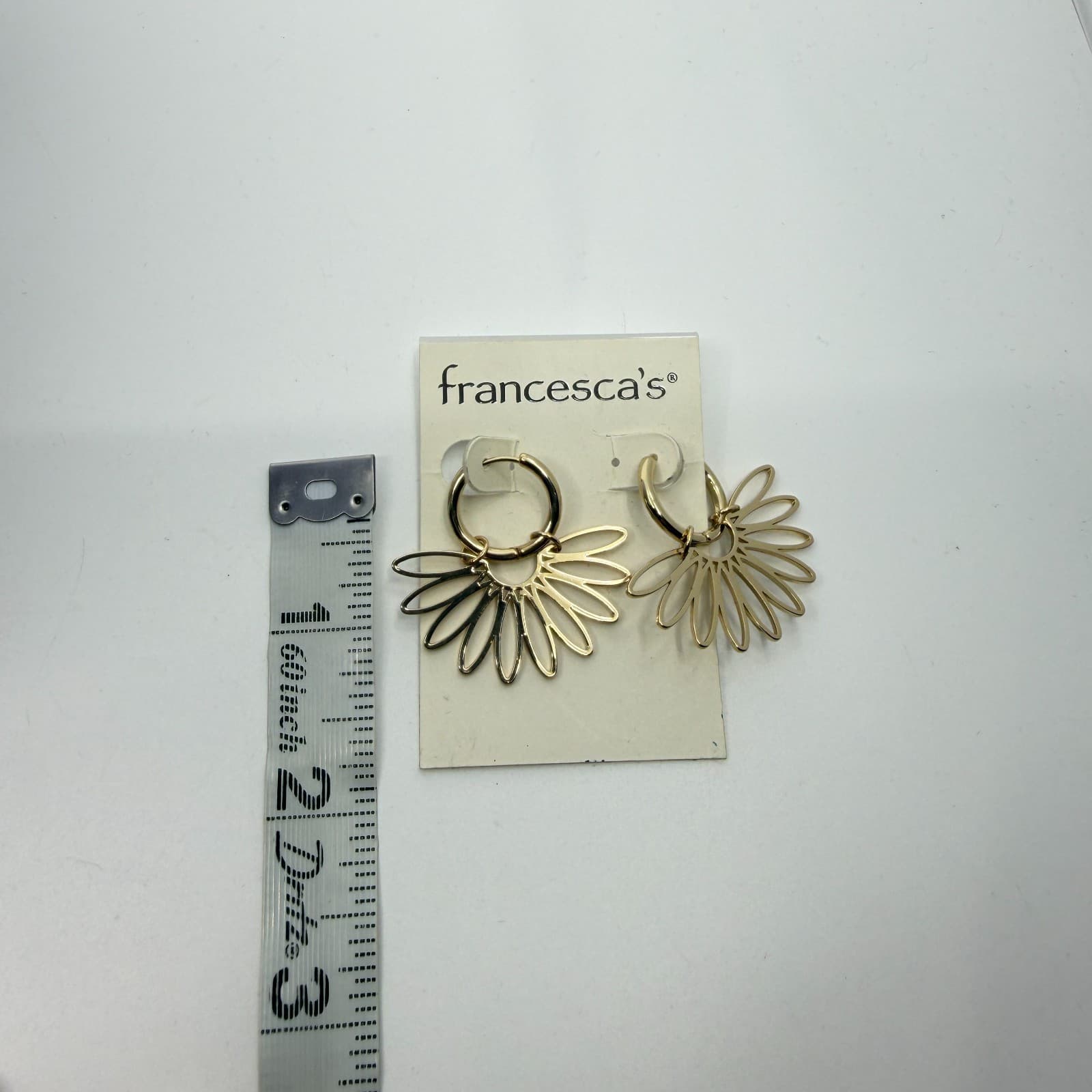 Francesca's Gold Tone Sunburst Flower Hoop Earrings Statement Boho Gift Idea Y2K - Thumbnail 7