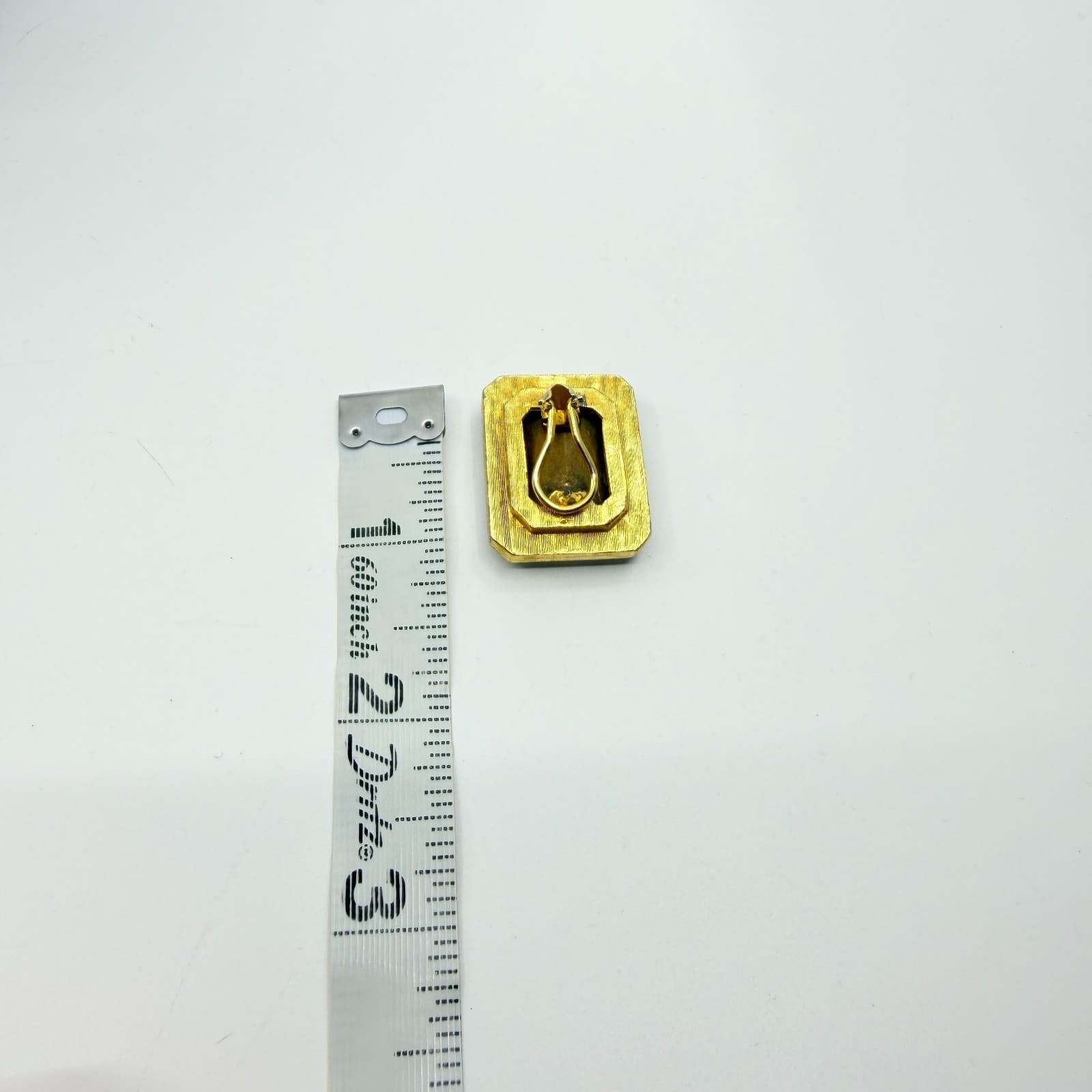 Statement Gold Tone Black Enamel Emerald Cut Clear Crystal Clip On Earrings Y2K - Thumbnail 8