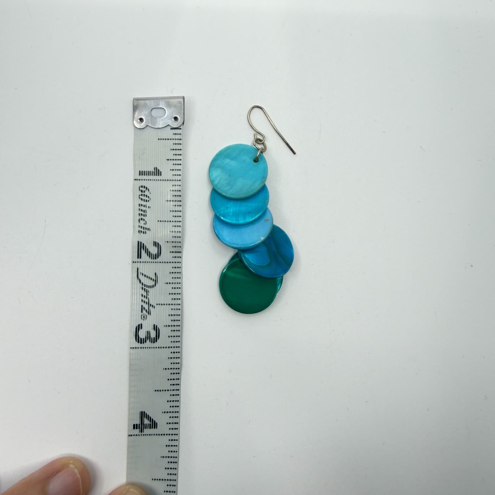 Ombre Blue Nakar Shell Disc Statement Earrings Layer Boho Festival Jewelry Gift - Thumbnail 9