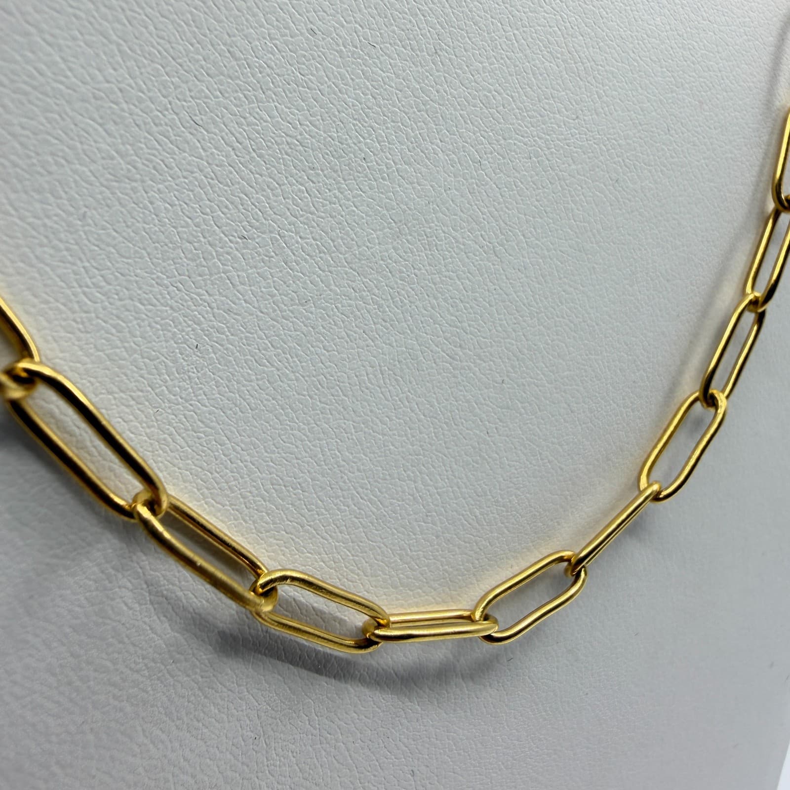Minimalist Gold Tone Paperclip Chain Necklace Layering Statement Dainty Jewelry - Thumbnail 2