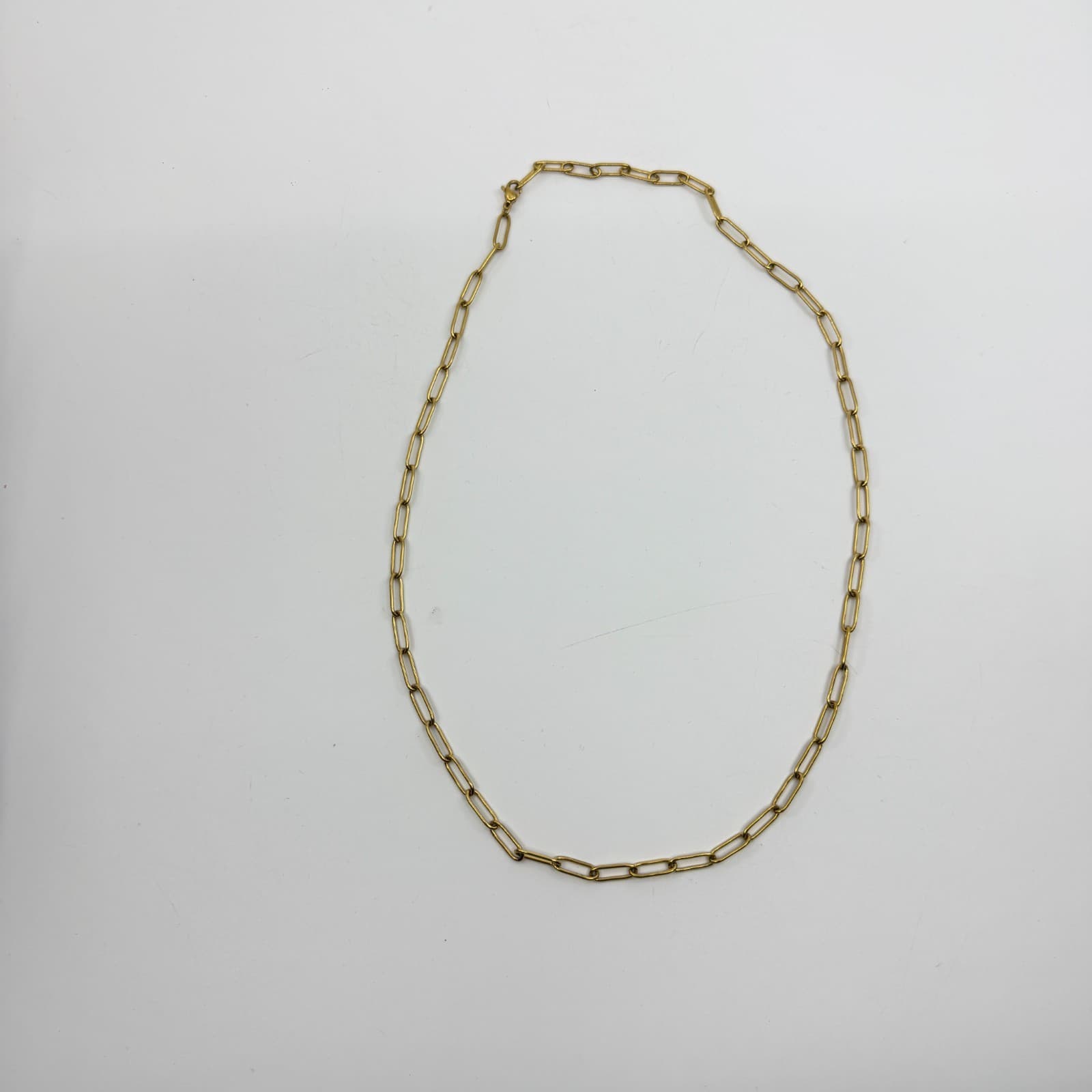 Minimalist Gold Tone Paperclip Chain Necklace Layering Statement Dainty Jewelry - Thumbnail 8