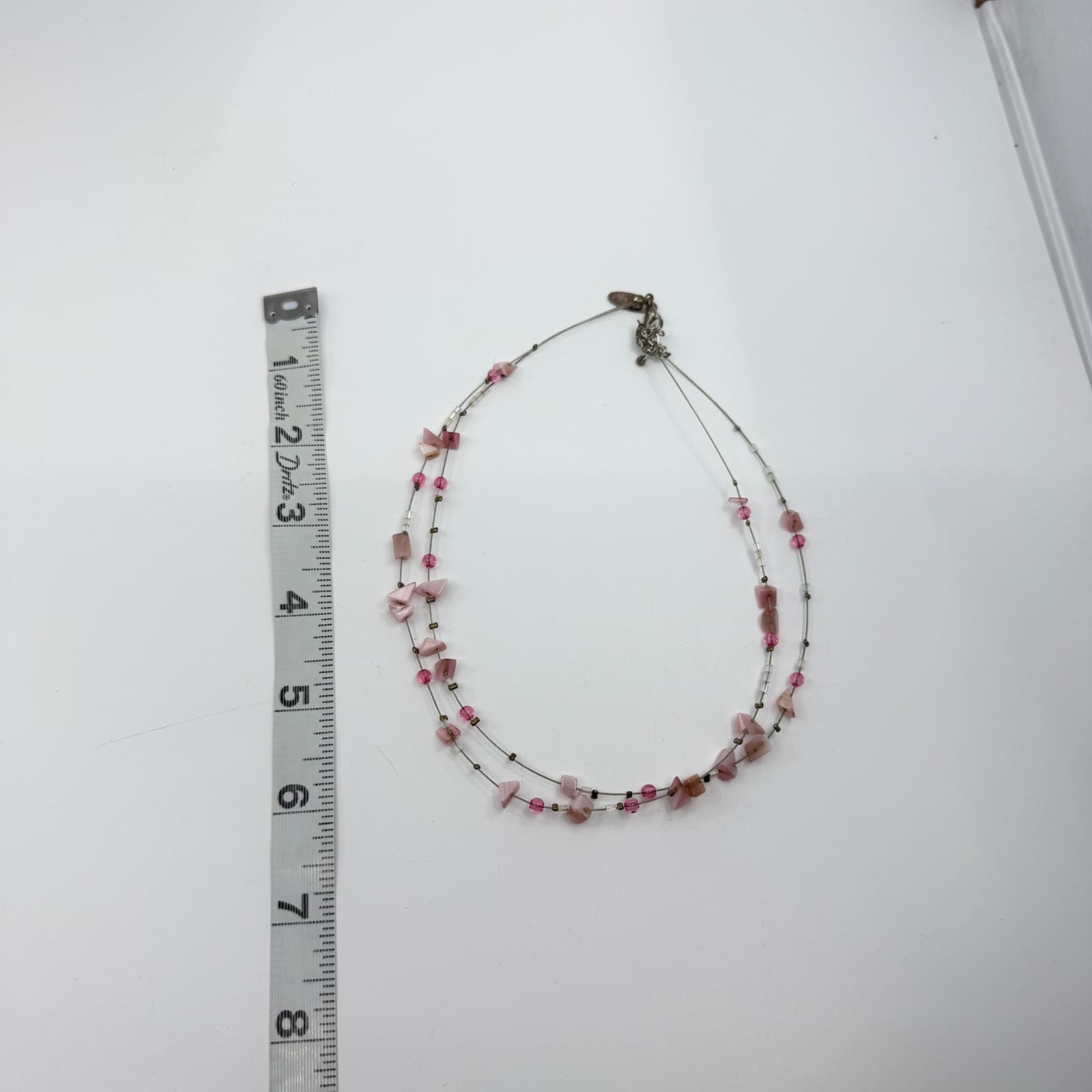 New York & Co. Layered Pink Bead Necklace Statement Floating Illusion Jewelry - Thumbnail 10