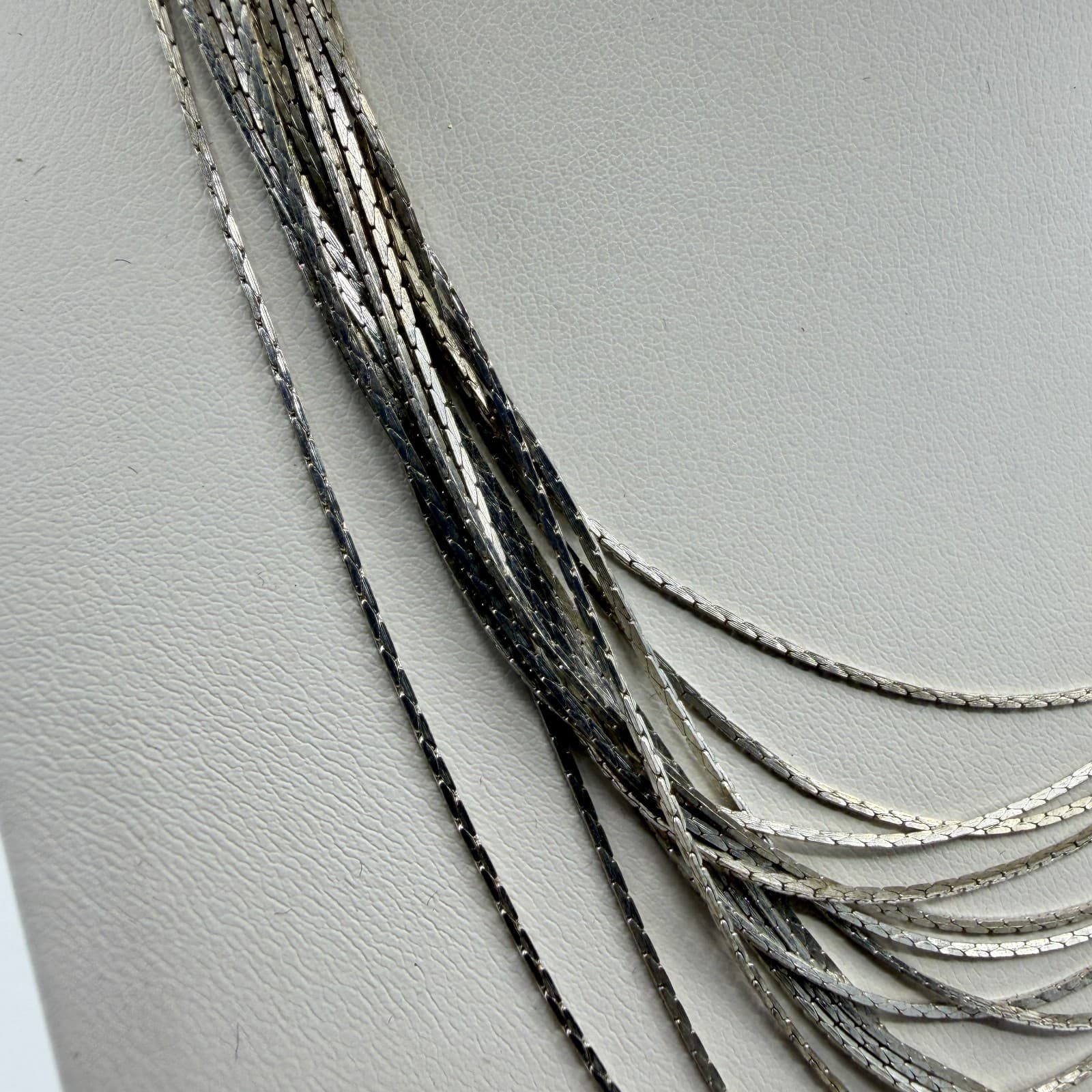 Multi-Strand Silver Tone Snake Chain Necklace Layered Statement Boho Festival - Thumbnail 4