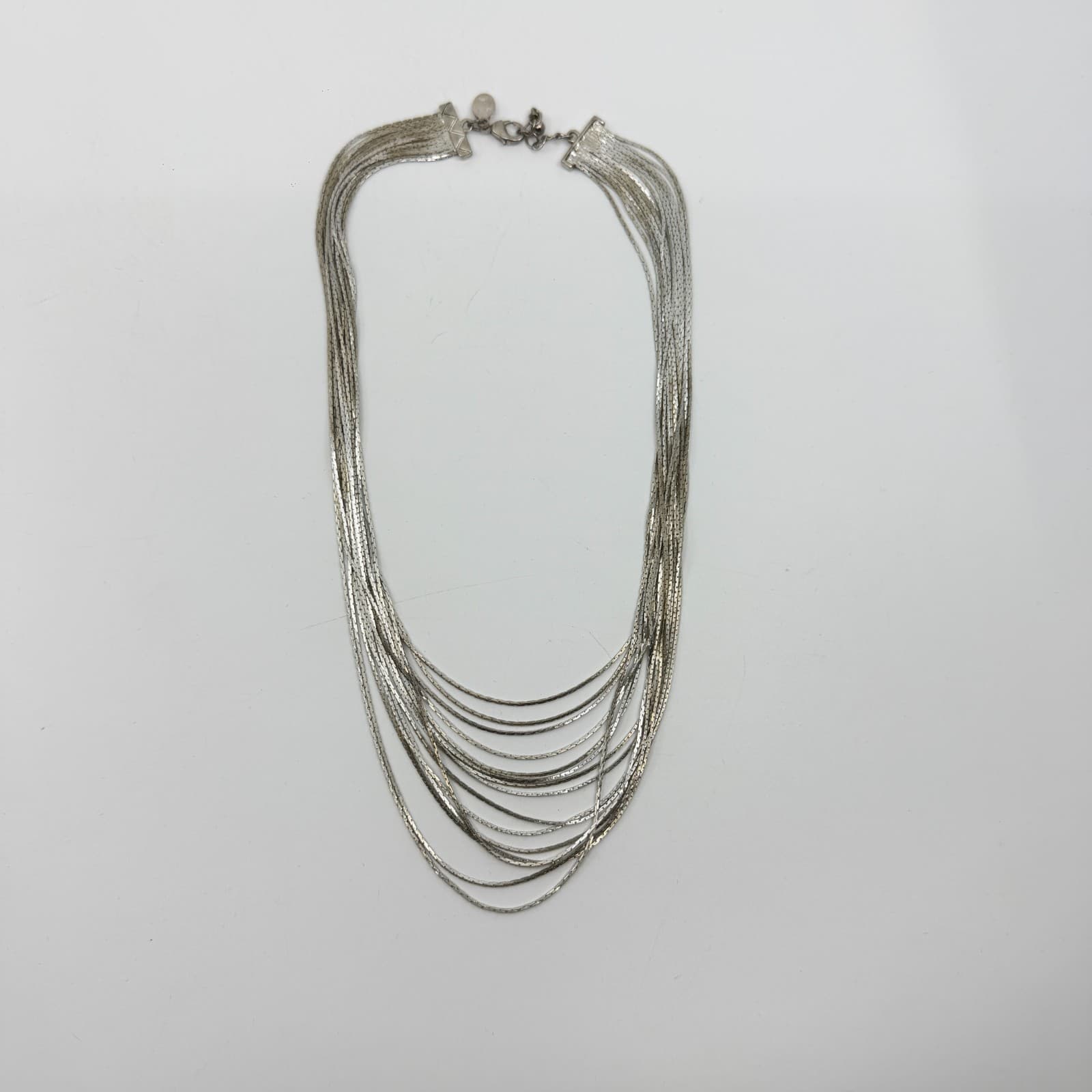 Multi-Strand Silver Tone Snake Chain Necklace Layered Statement Boho Festival - Thumbnail 11