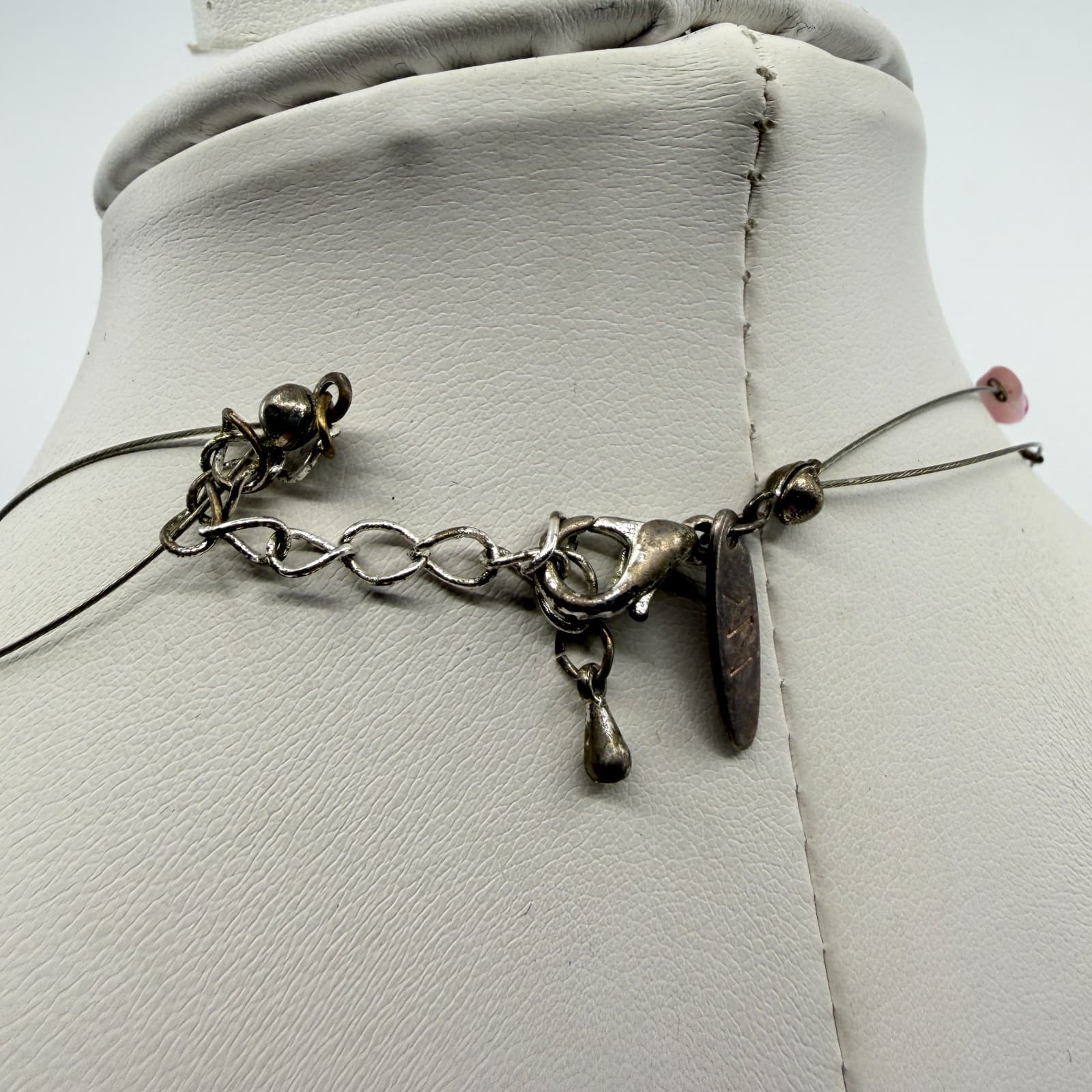 New York & Co. Layered Pink Bead Necklace Statement Floating Illusion Jewelry - Thumbnail 8