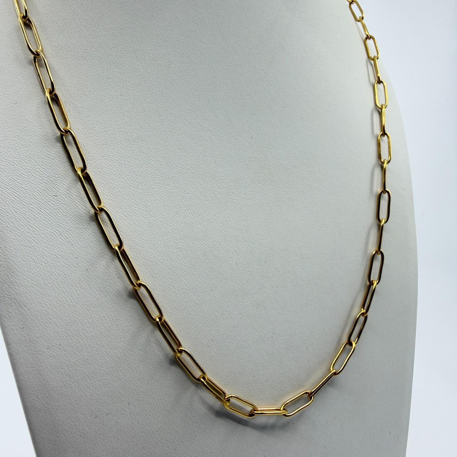 Minimalist Gold Tone Paperclip Chain Necklace Layering Statement Dainty Jewelry - Thumbnail 3