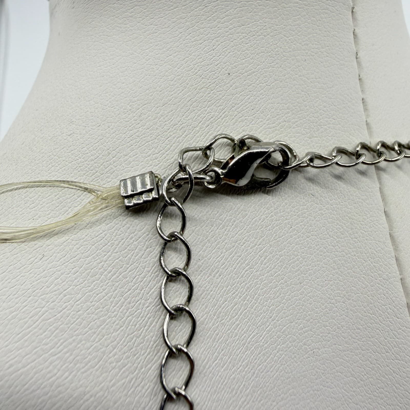 Multi Strand Beads Statement Necklace Bronze & Silver Tone Clear Crystal Layered - Thumbnail 9