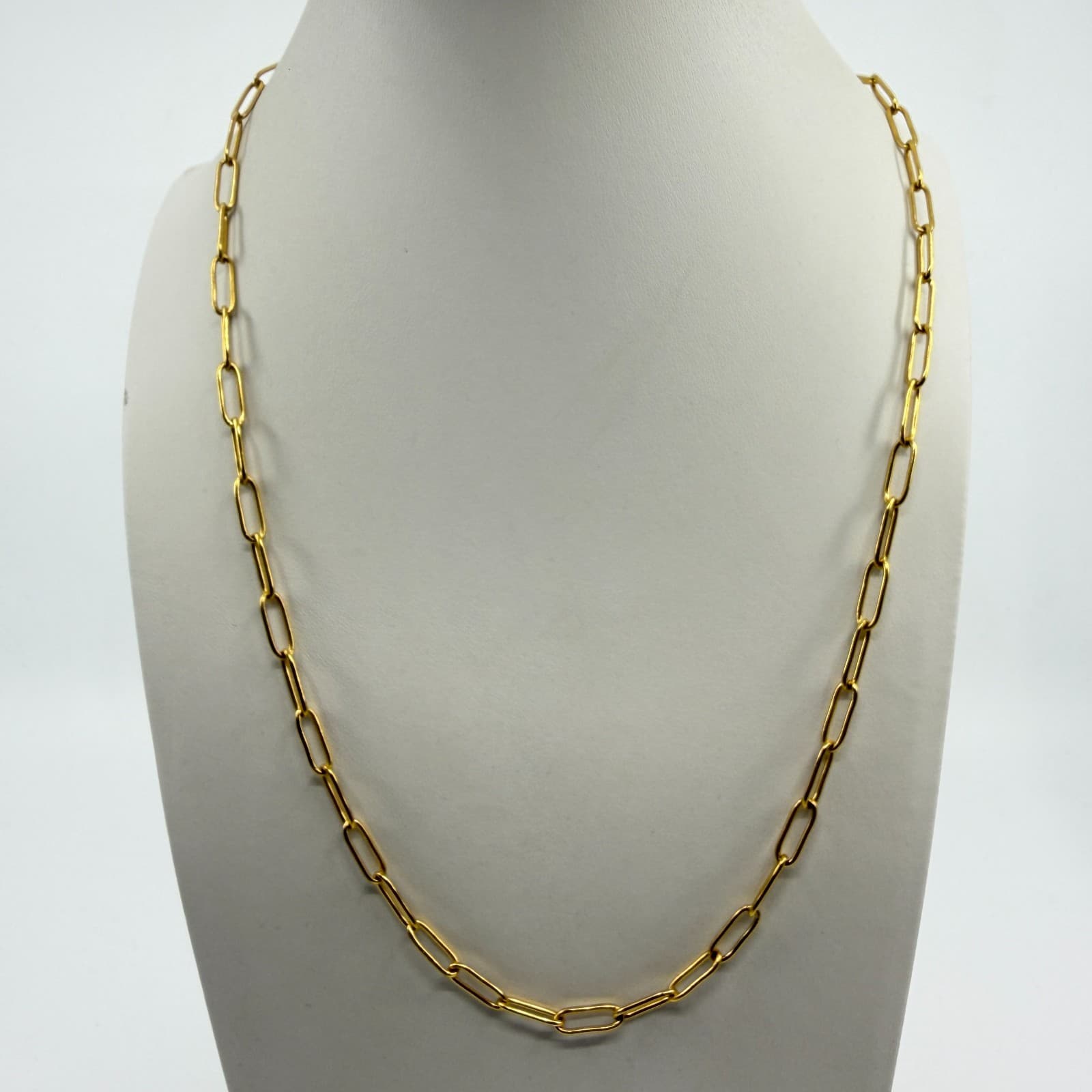Minimalist Gold Tone Paperclip Chain Necklace Layering Statement Dainty Jewelry - Thumbnail 6