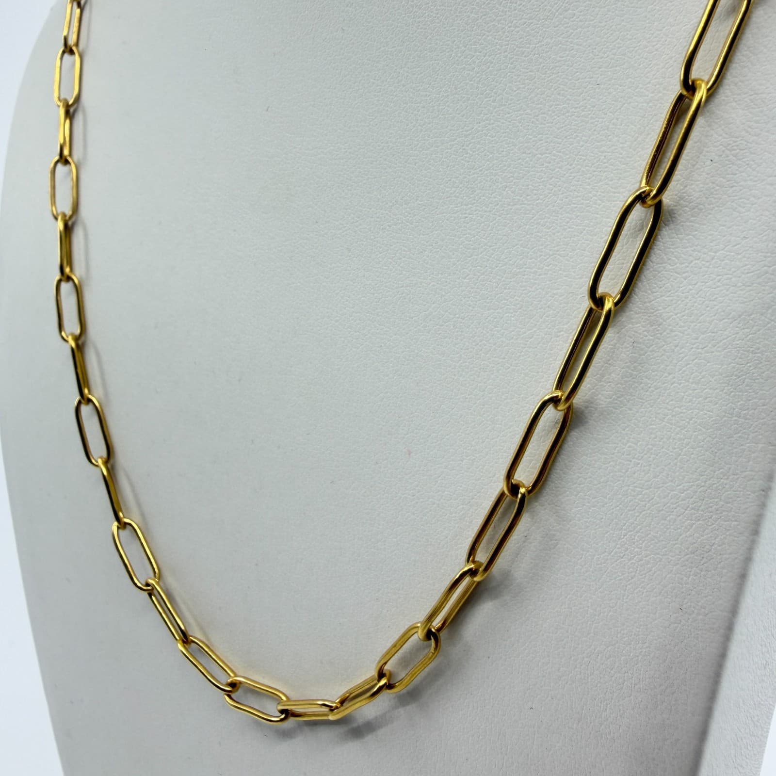 Minimalist Gold Tone Paperclip Chain Necklace Layering Statement Dainty Jewelry - Thumbnail 4