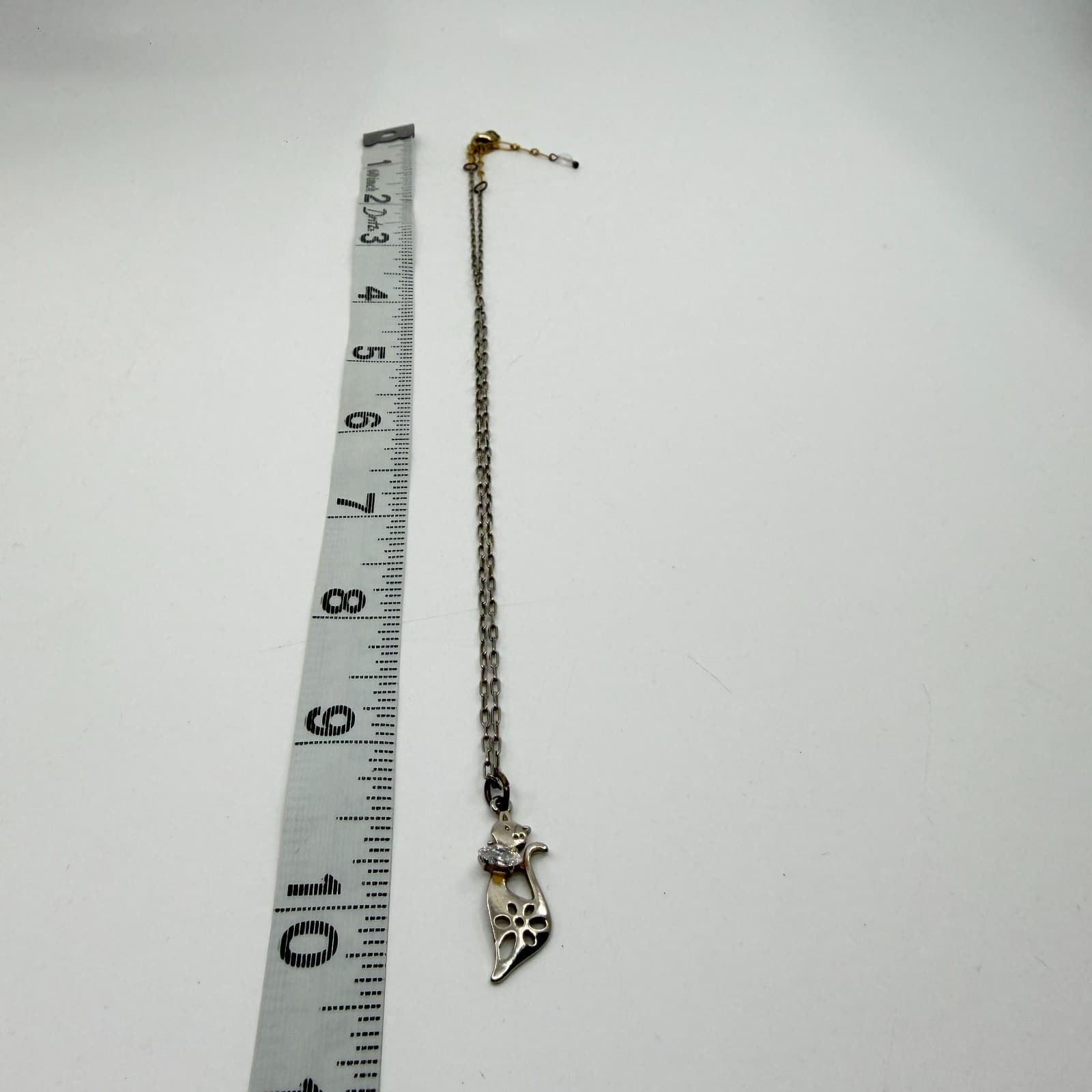 Whimsical Cat Pendant Necklace Silver Tone Cubic Zirconia Gift for Cat Lovers - Thumbnail 8