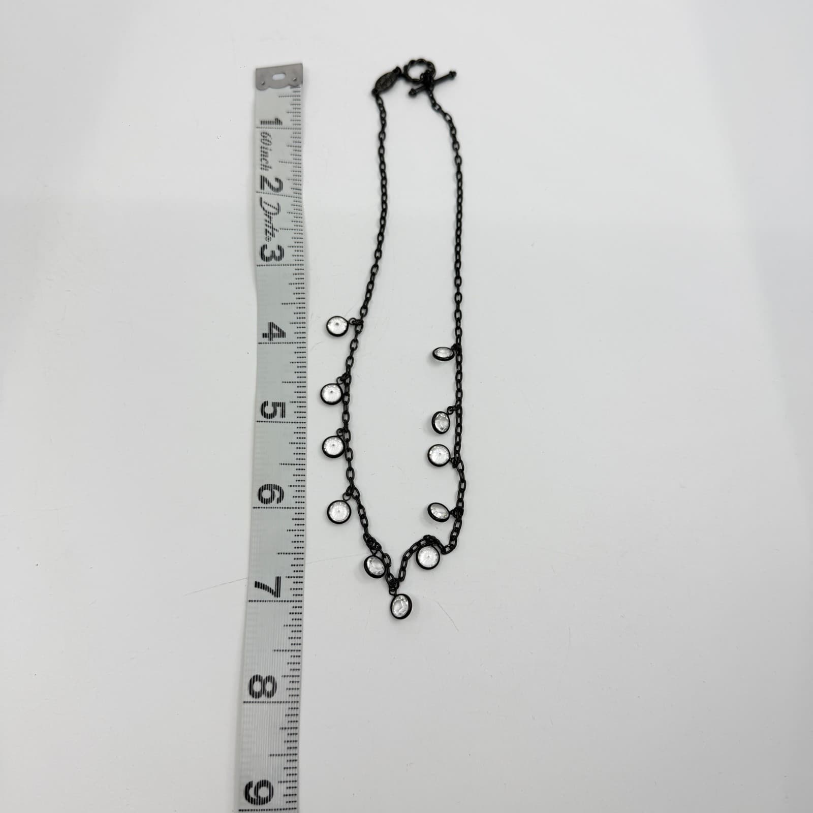 Black Chain Necklace with Clear Crystal Dangle Charms Gothic Statement Jewelry - Thumbnail 10